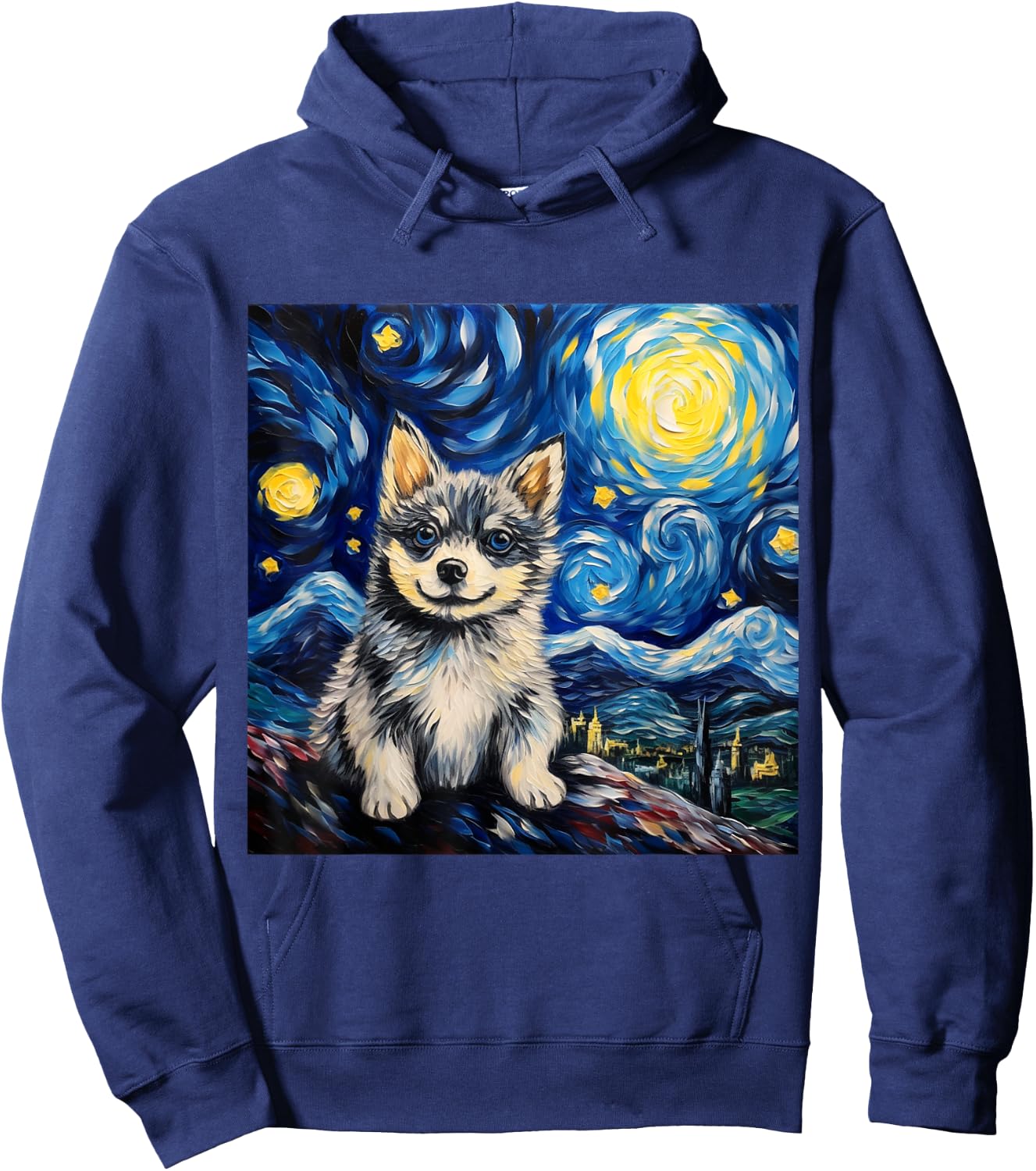 Starry Night Alaskan Klee Kai - Alaskan Klee Kai Hoodie - Hoodie | Navy