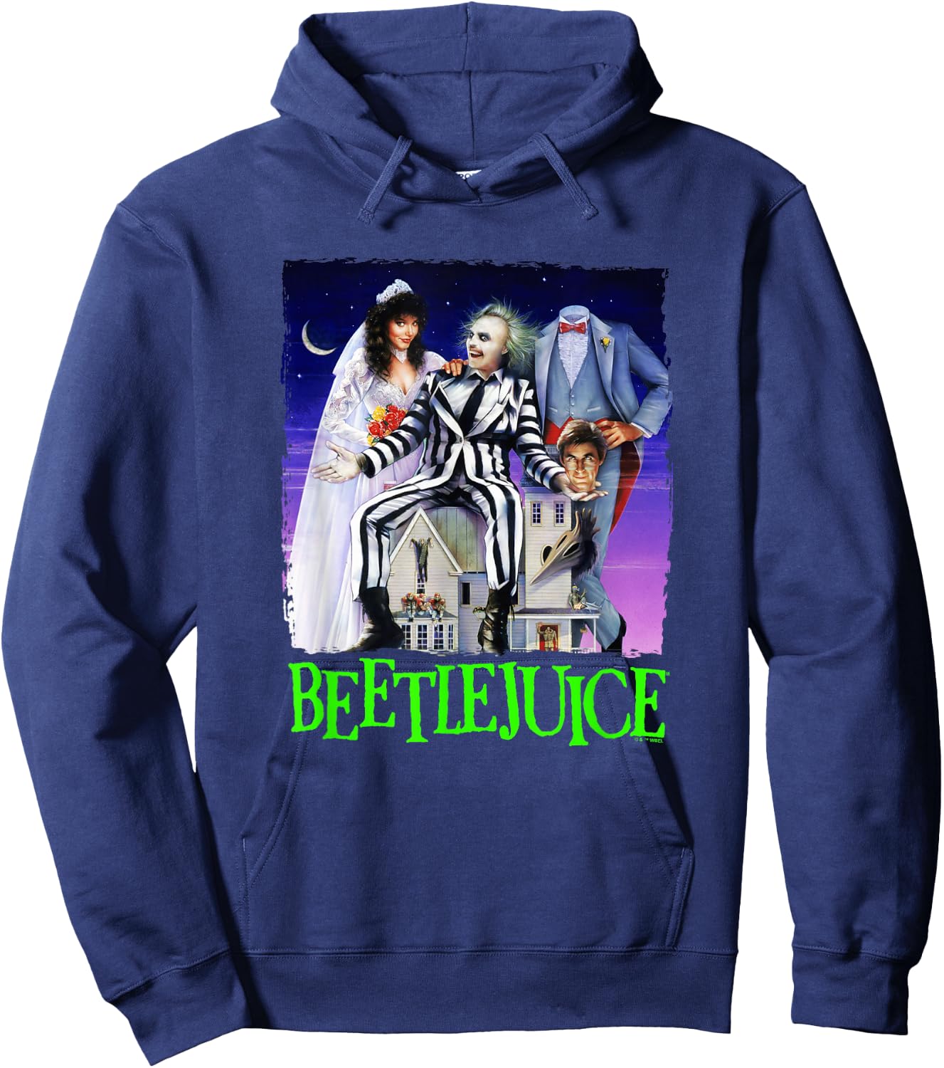 Beetlejuice Spooky Vintage Title Movie Poster Hoodie - Hoodie | Navy