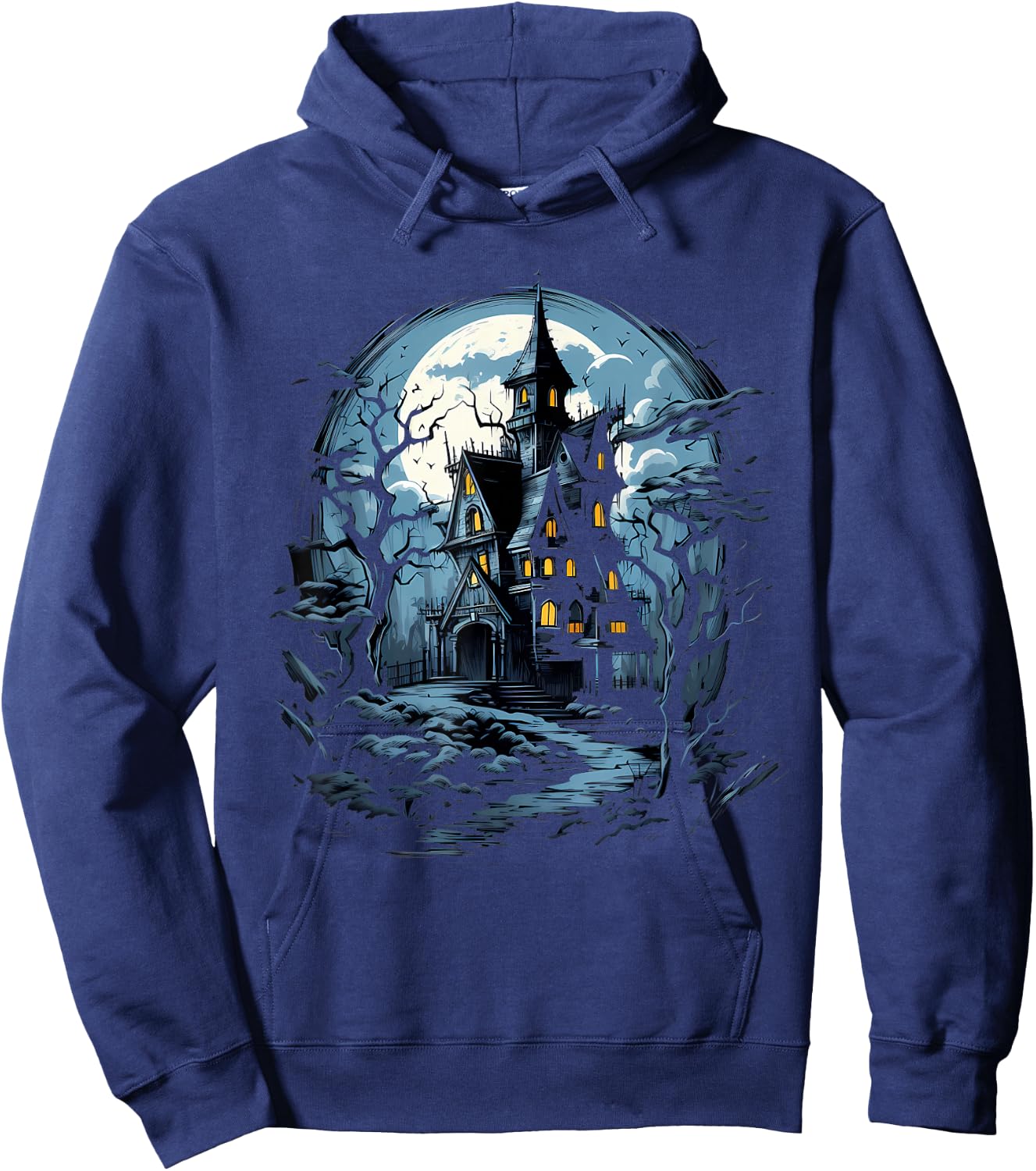 Haunted NIght Escape: Halloween House Intrigue Hoodie - Hoodie | Navy