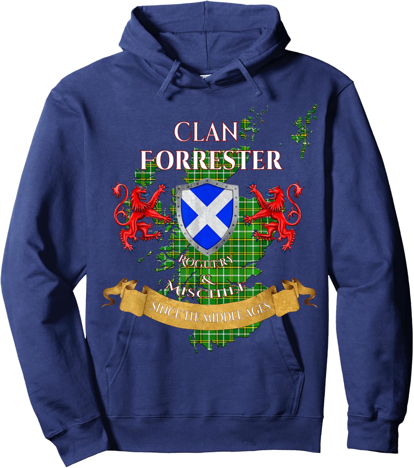 Forrester Hunting Scottish Family Clan Middle Ages Mischief Hoodie - Hoodie | Navy