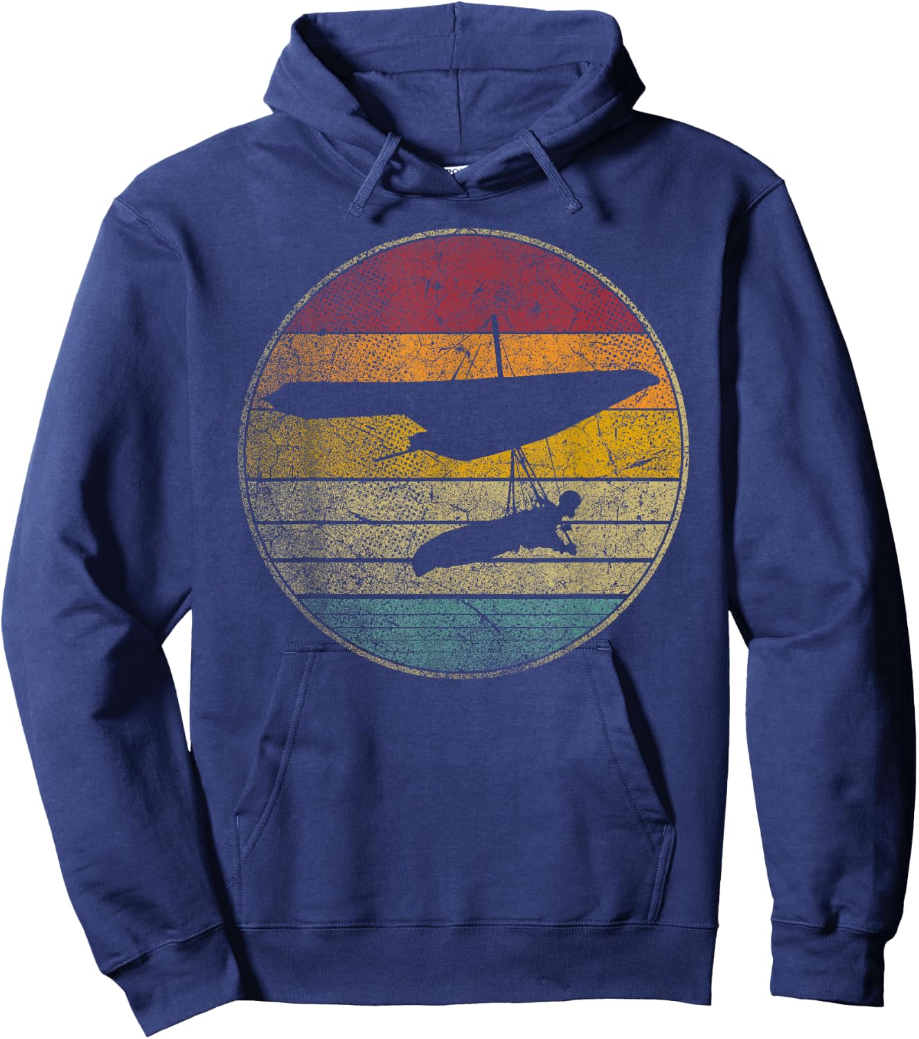 Hang Gliding Glider Gift Shirt Retro Style Vintage 70s 80s Hoodie - Hoodie | Navy