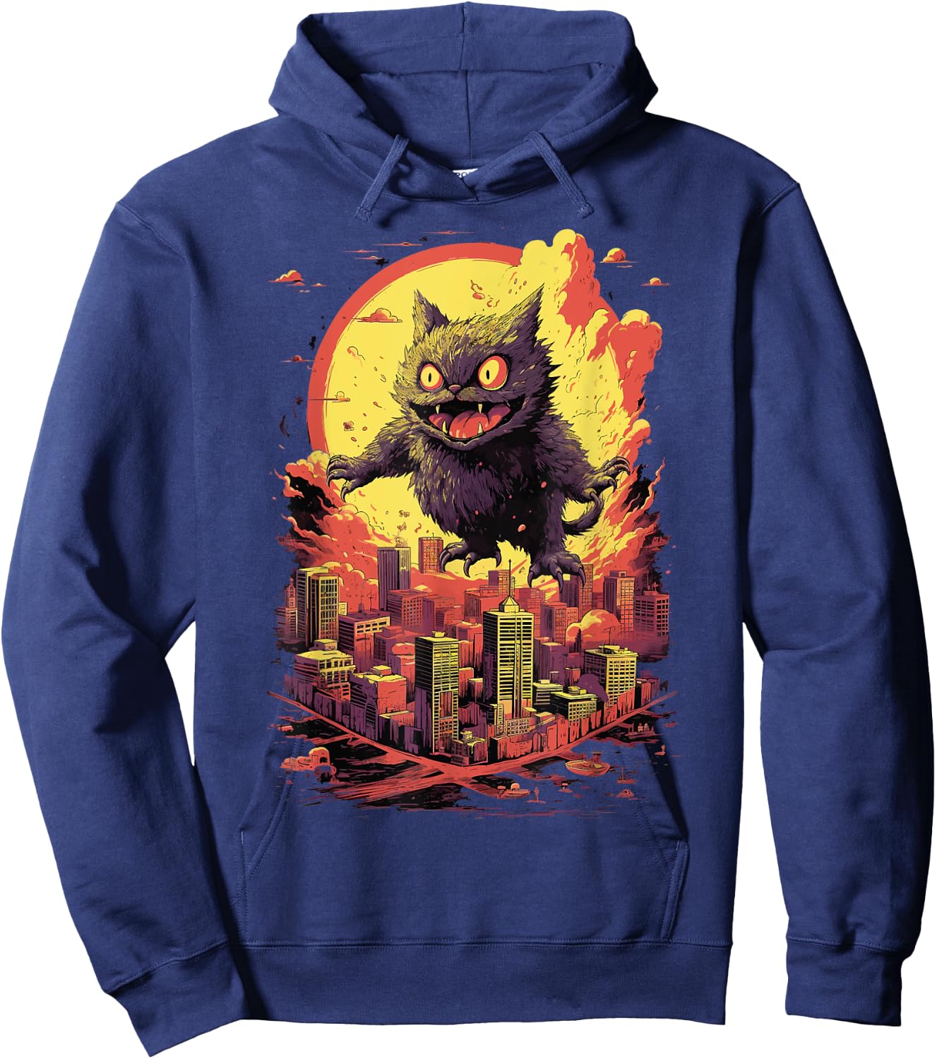 Catzilla Cat Jumping for Lover of Big Cats Kitty Kitten Hoodie - Hoodie | Navy