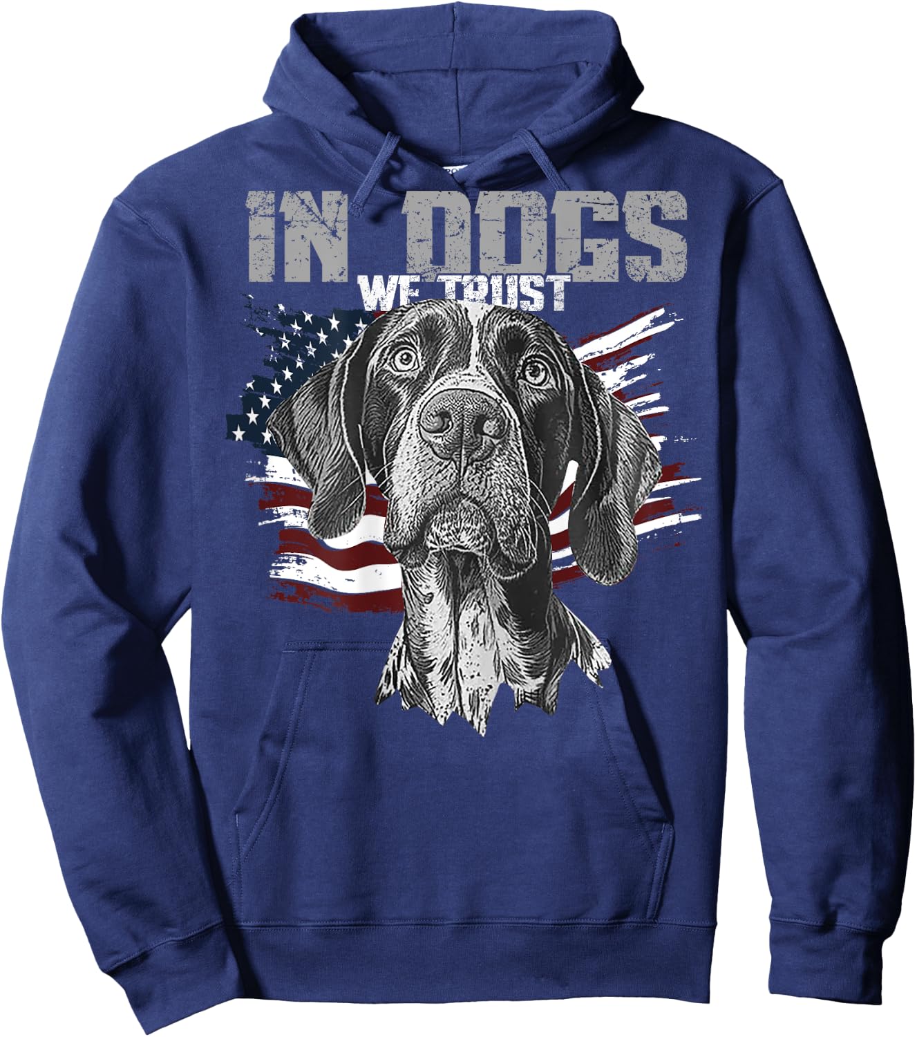 German Shorthaired Pointer In Dogs We Trust (on back) Hoodie - Hoodie | Navy