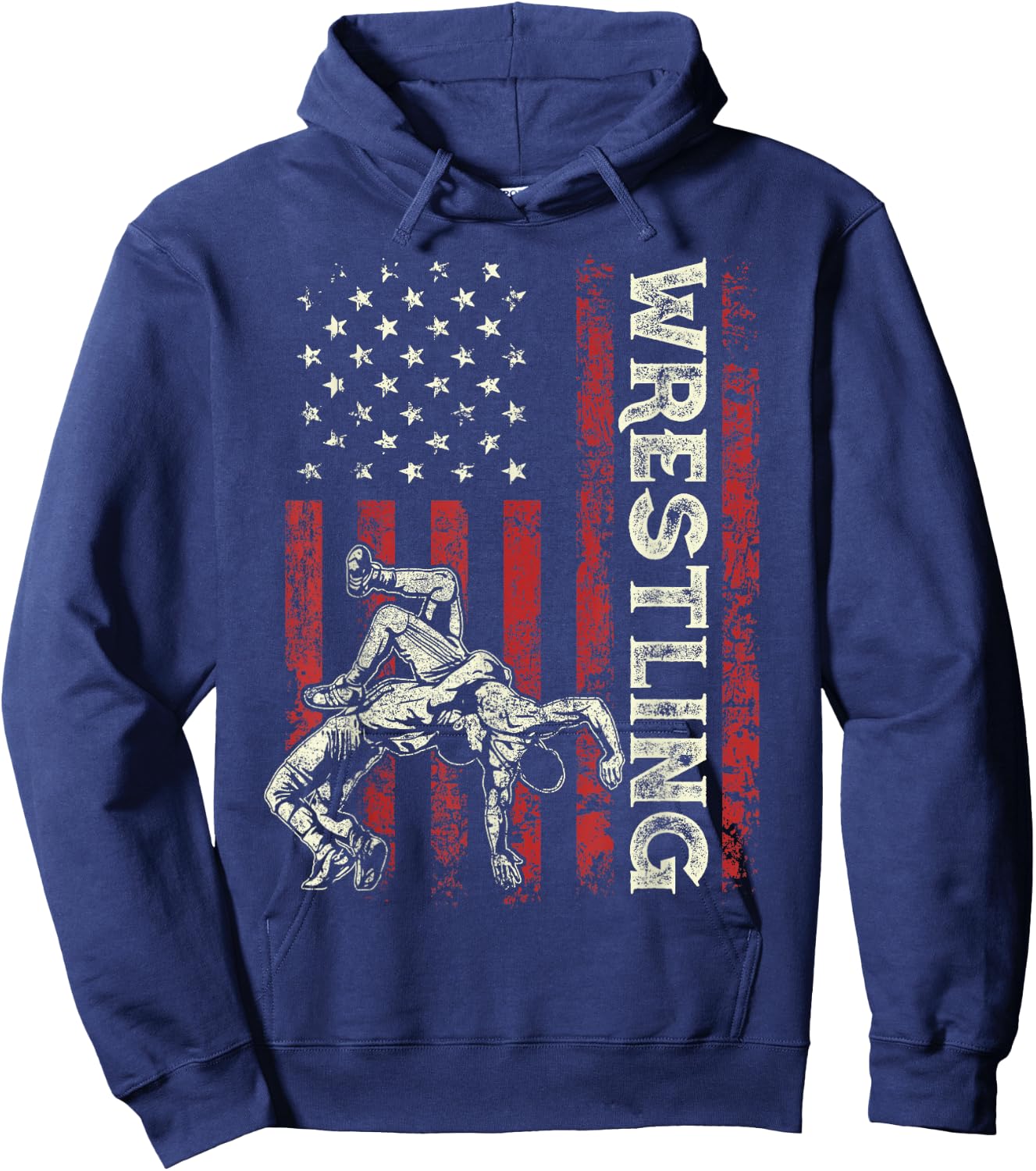 Wrestling US Flag Gifts Dad Wrestler Patriotic 4th Of July Hoodie - Hoodie | Navy