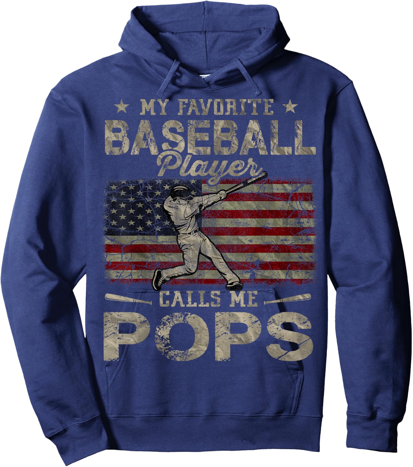 My Favorite Baseball Player Calls Me Pops Father's Day Hoodie - Hoodie | Navy