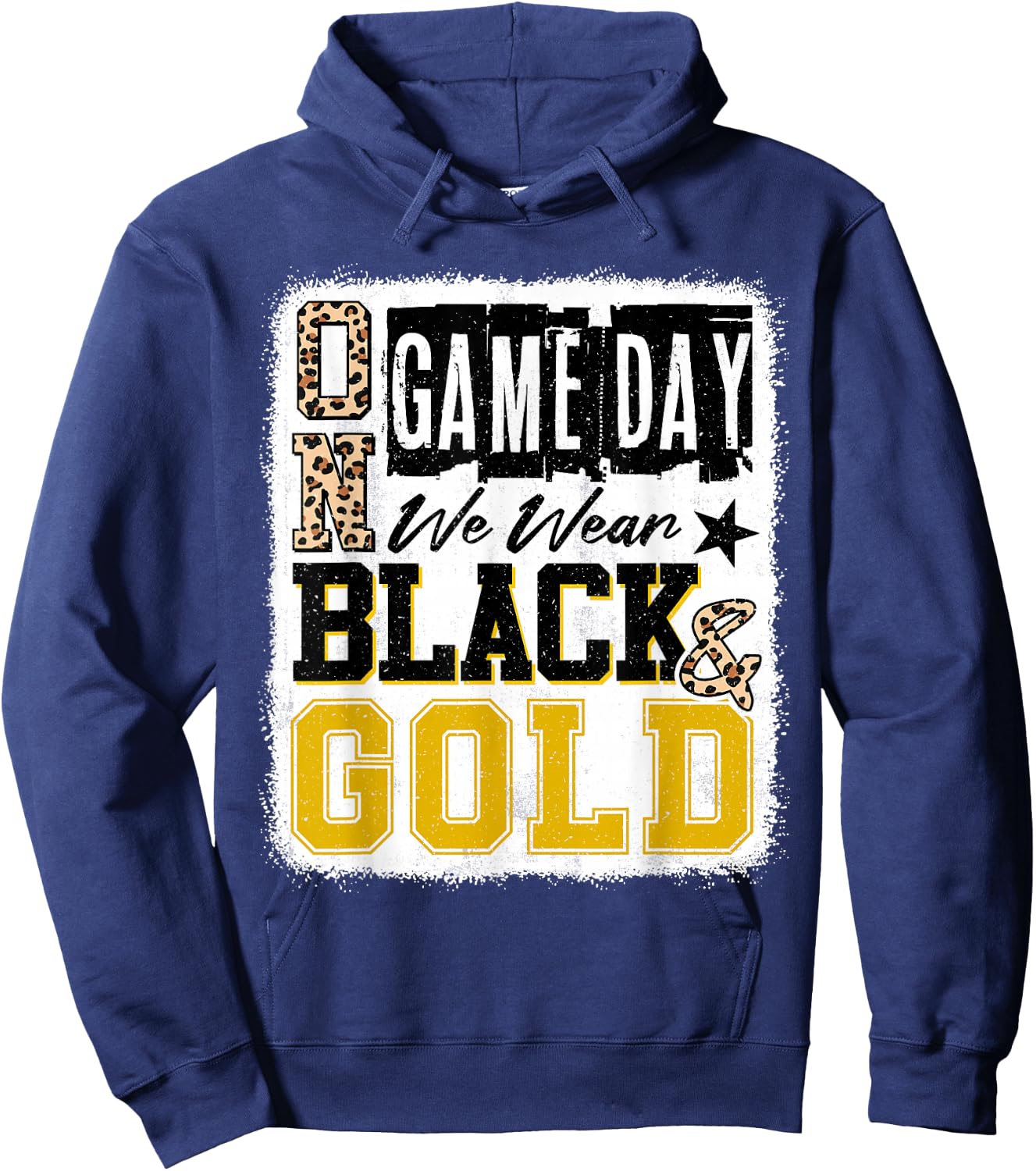 On Gameday Football We Wear Black And Gold School Spirit Hoodie - Hoodie | Navy