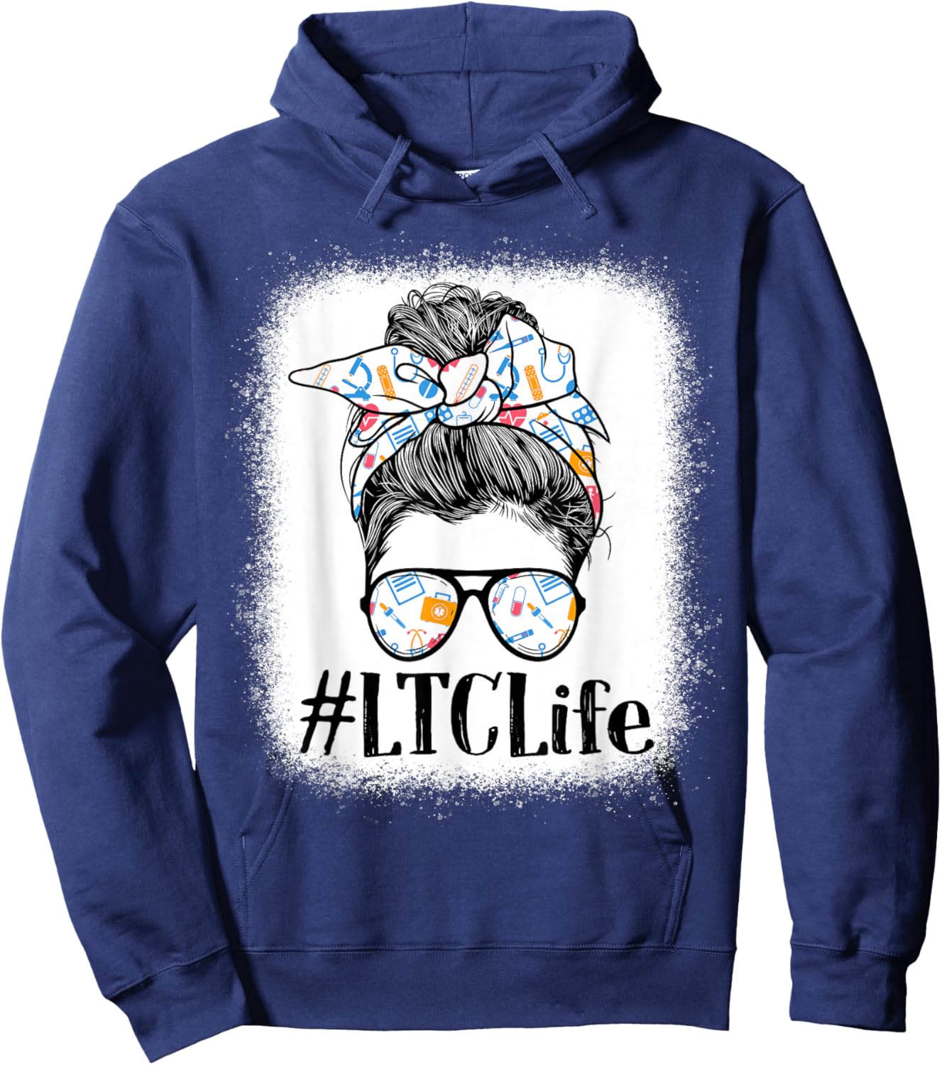 LTC Long-Term Care Nurse Life Appreciation Day Messy Bun Hoodie - Hoodie | Navy