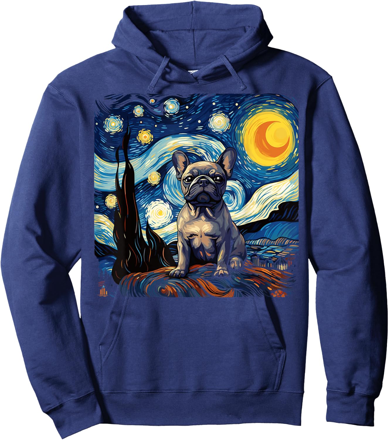 Van Gogh Dog French Bulldog Hoodie - Hoodie | Navy