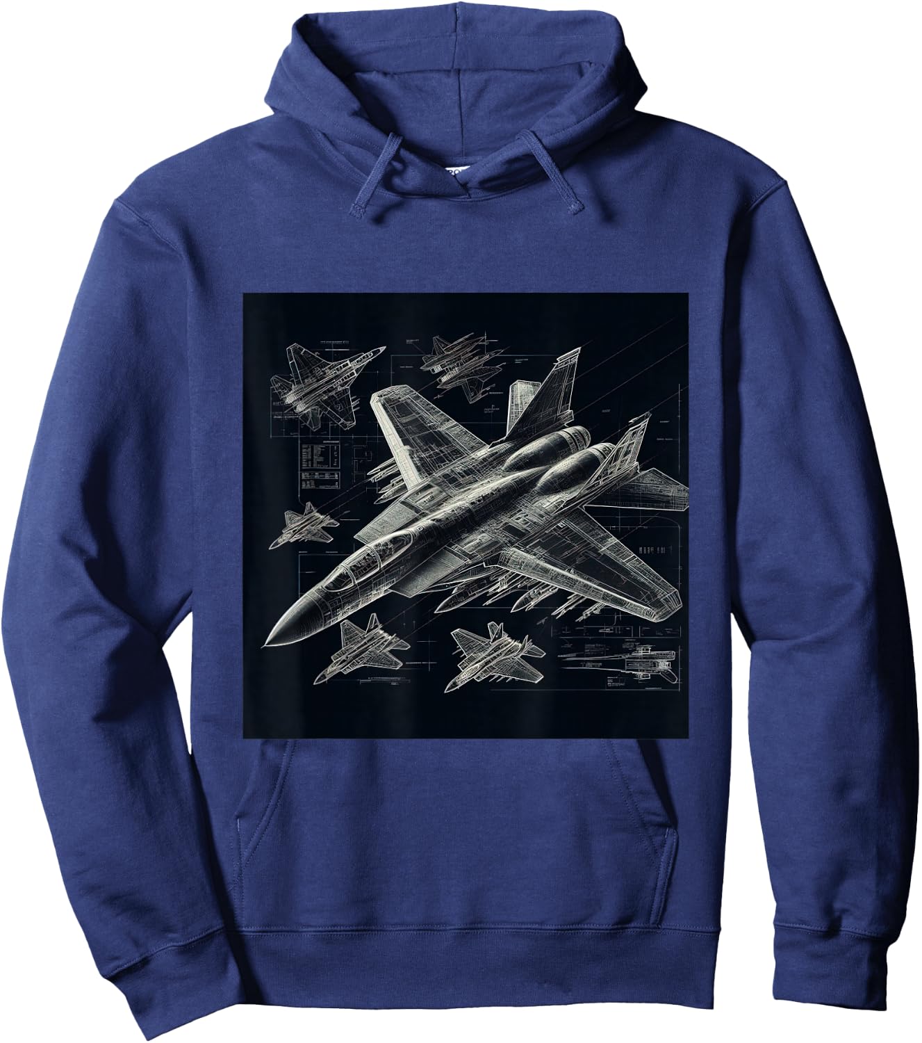 F-14 Tomcat Fighter Jet Blueprint Military Aviation Hoodie - Hoodie | Navy