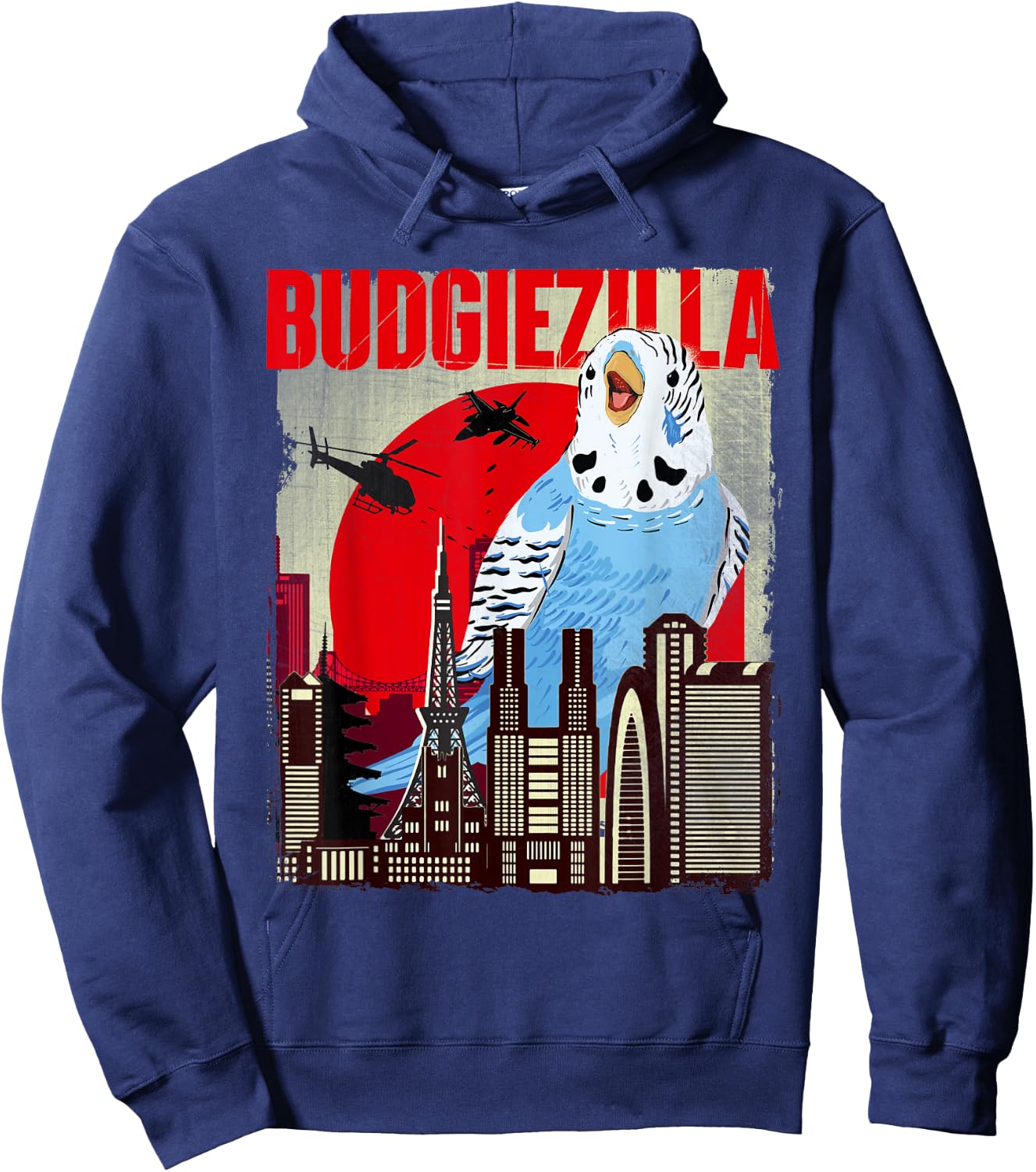 Budgiezilla - Parakeet Budgie Budgerigar Bird Lover Hoodie - Hoodie | Navy