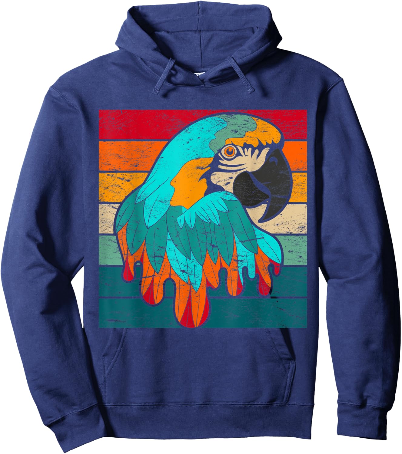 Retro Macaw Parrot Hoodie - Hoodie | Navy