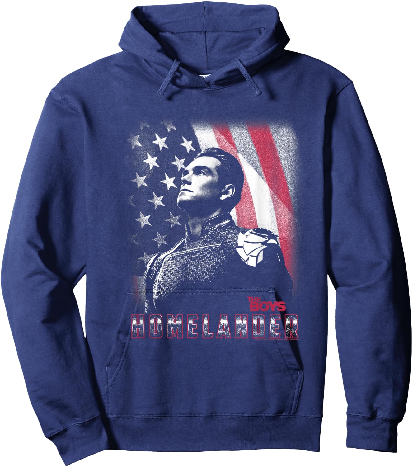 The Boys Patriotic Homelander American Flag Background Hoodie - Hoodie | Navy