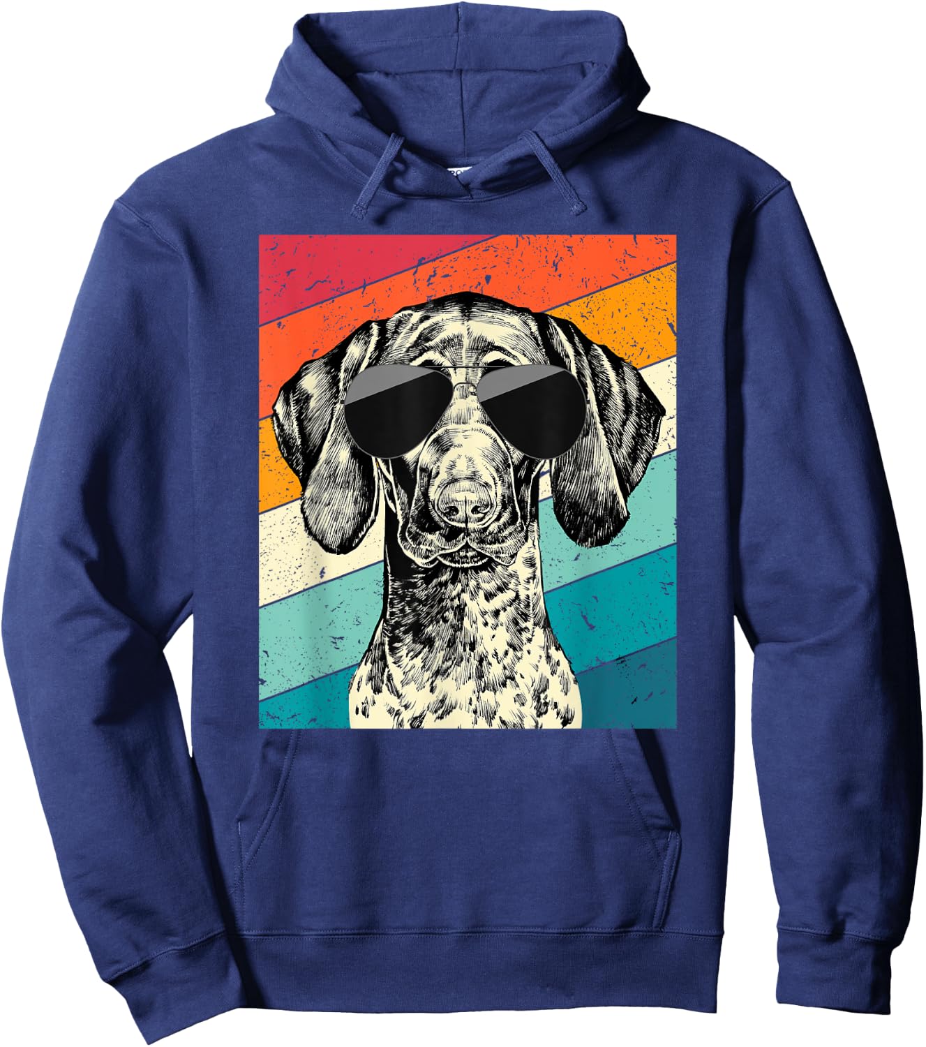 Retro Vintage German Shorthaired Pointer Sunglasses GSP Dog Hoodie - Hoodie | Navy