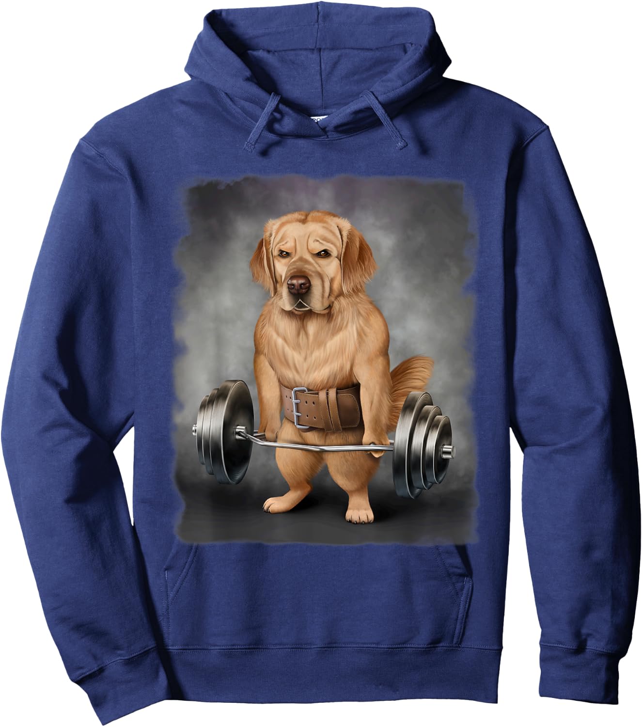 Golden Retriever Dog Muscle Training with Barbell Shrug Bar Women Kids Hoodie - Hoodie | Navy