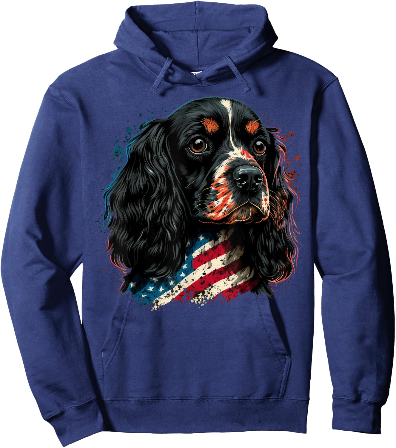 USA 4th Of July Cocker on Patriotic American Cocker Spaniel Hoodie - Hoodie | Navy