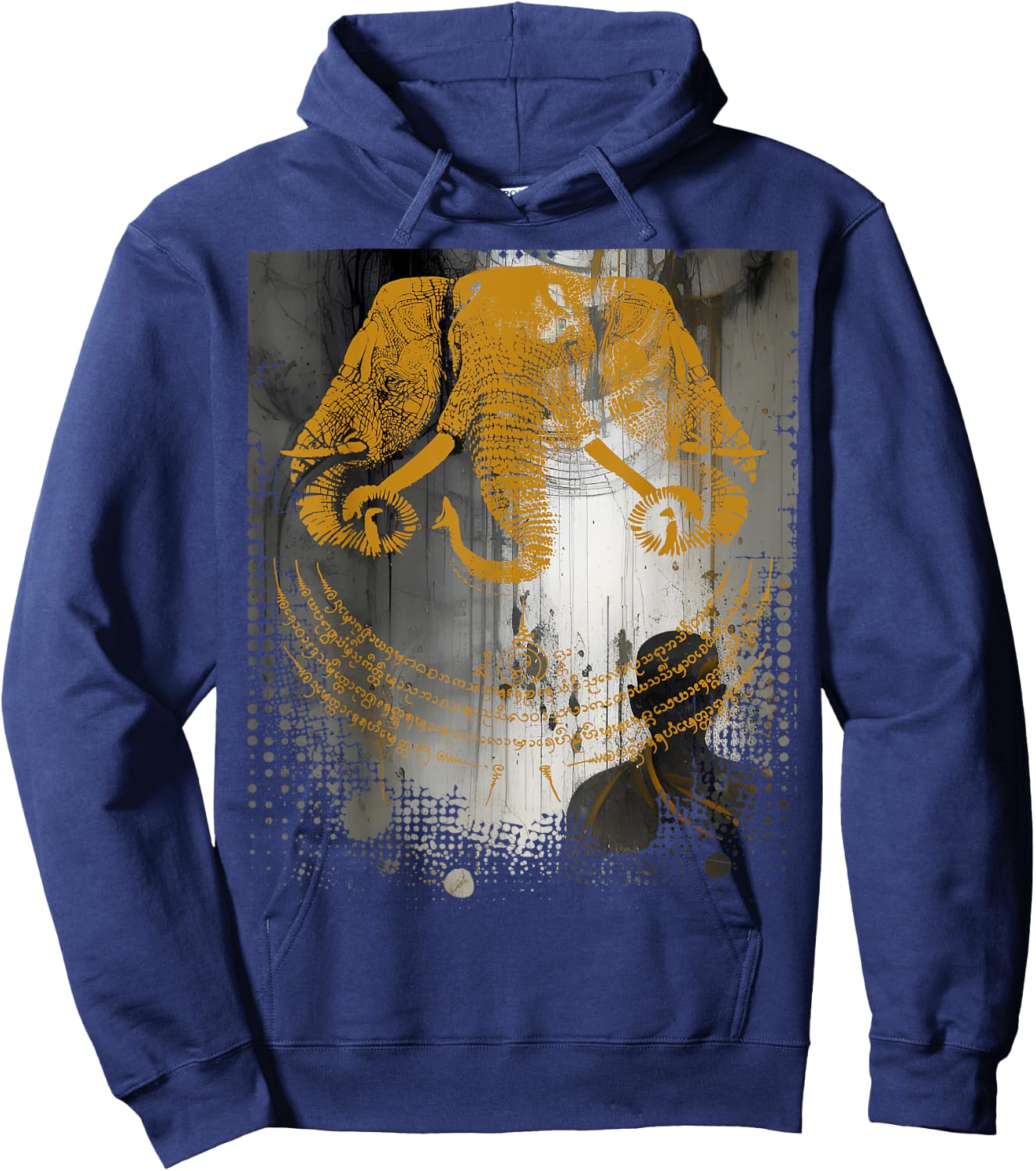 Muay Thai Buddha Asian Tattoo Lao Elephant Cultural Sak Yant Hoodie - Hoodie | Navy