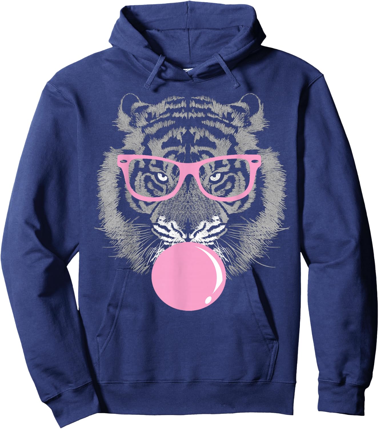 Tiger Face Pink Wild Cute Tigers Sunglasses Animal Hoodie - Hoodie | Navy