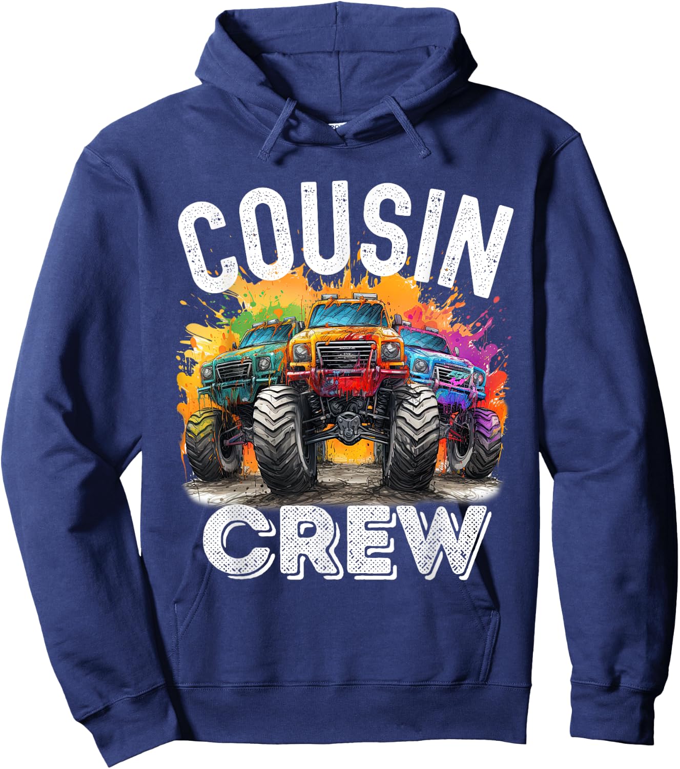Cousin Crew Monster Truck Squad Boy Matching Family Hoodie - Hoodie | Navy