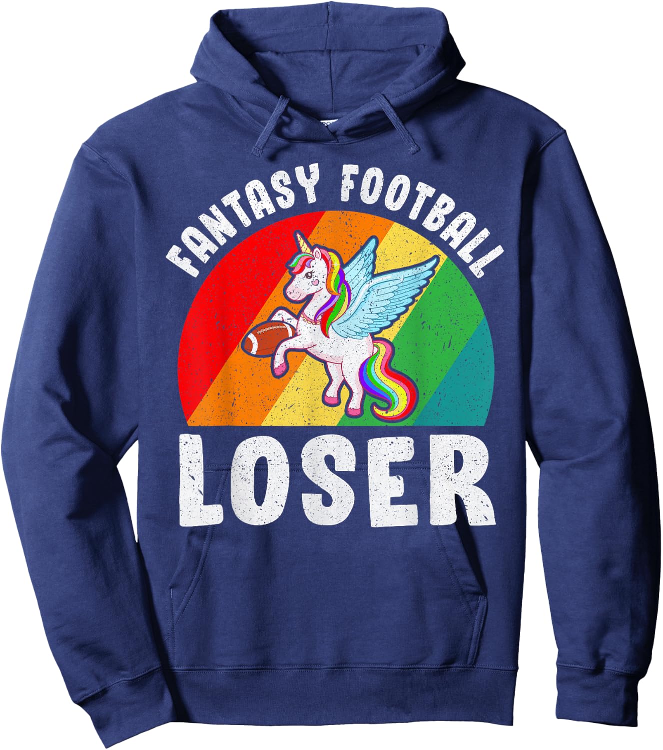 I Suck At Fantasy Football Loser Unicorn Draft Party Hoodie - Hoodie | Navy