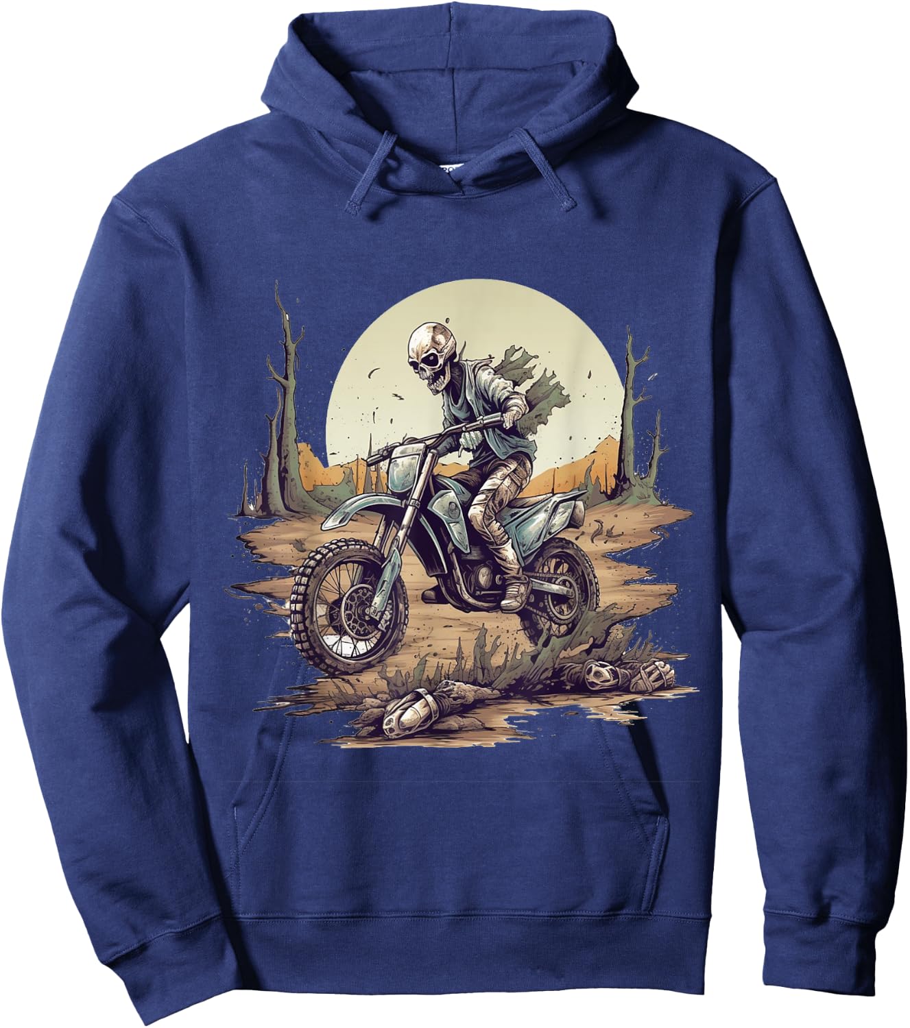 Zombie Riding Dirt Bike Halloween Motorcyle Motocross Rider Hoodie - Hoodie | Navy