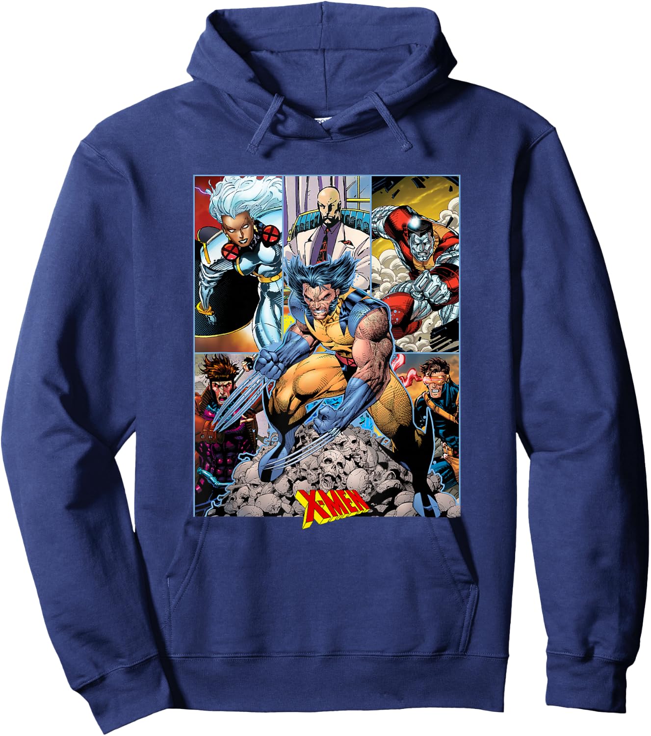 Marvel X-Men Wolverine Team Action Packed Comic Panels Hoodie - Hoodie | Navy