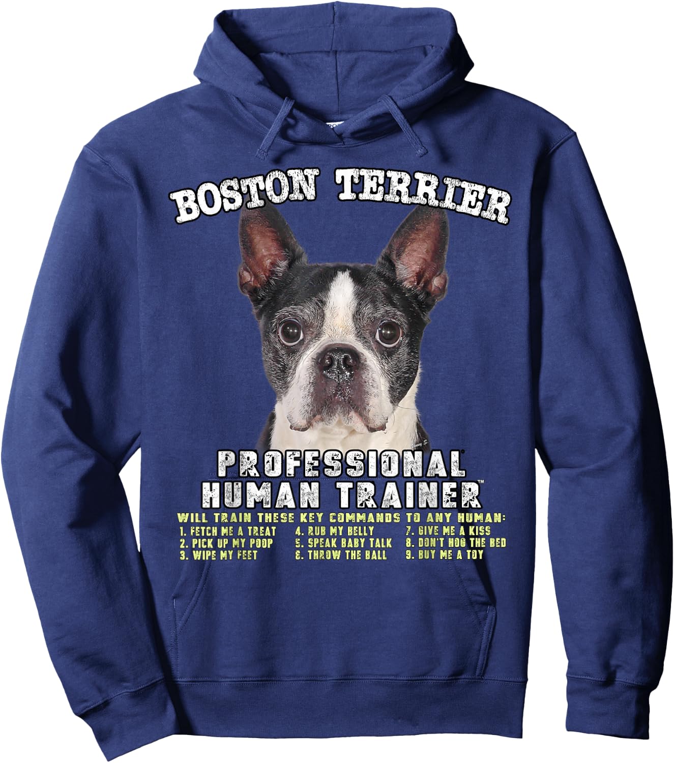 Boston Terrier Black Dog Professional Human Trainer Hoodie - Hoodie | Navy