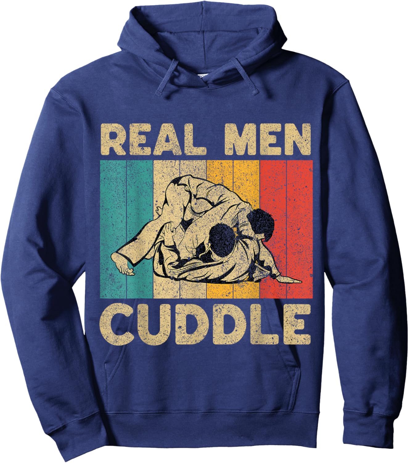 Real Men Cuddle Funny Vintage BJJ Brazilian Jiu Jitsu Hoodie - Hoodie | Navy