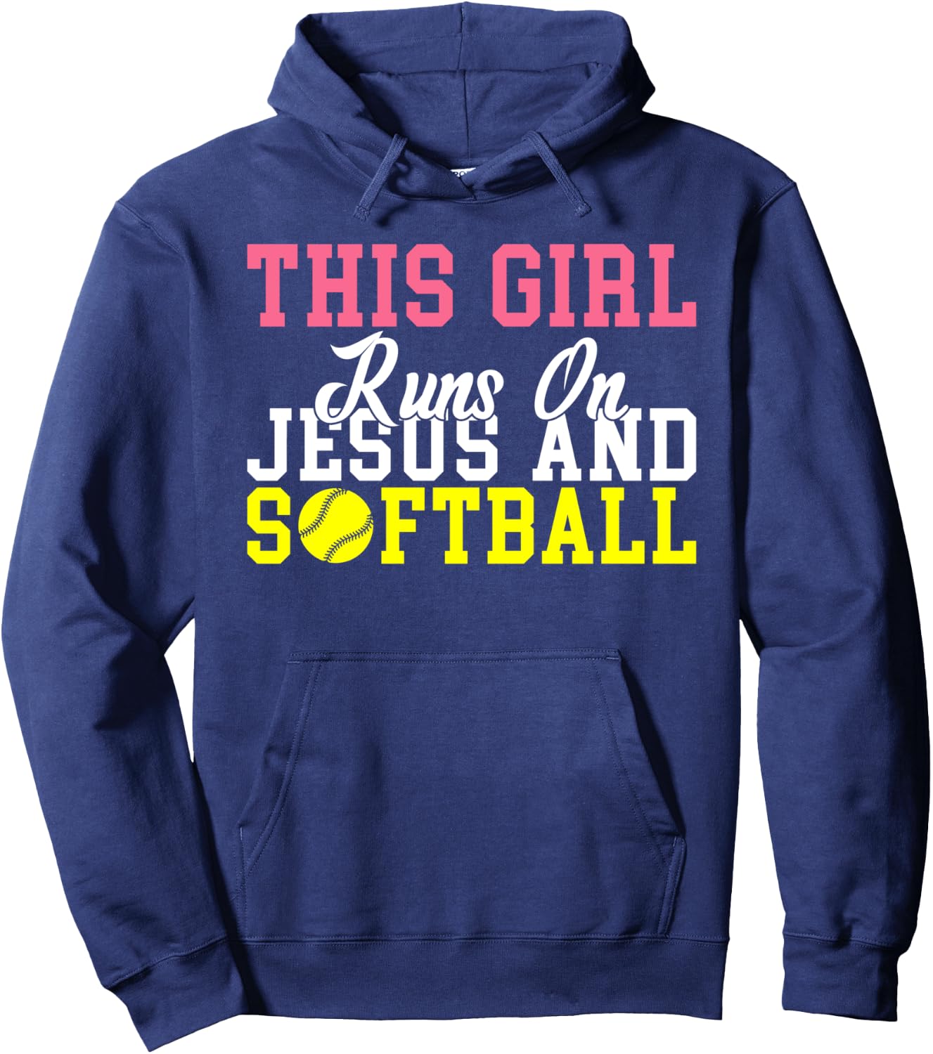 This Girl runs on Jesus and Softball Hoodie - Hoodie | Navy