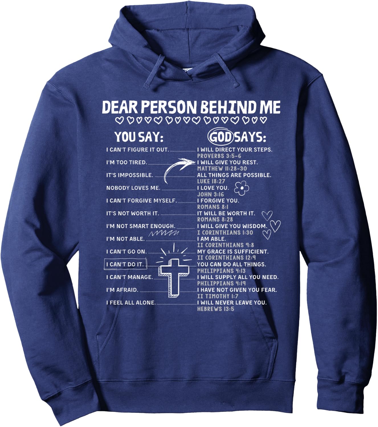 Dear Person Behind Me God Says Christian Jesus God Lovers Hoodie - Hoodie | Navy