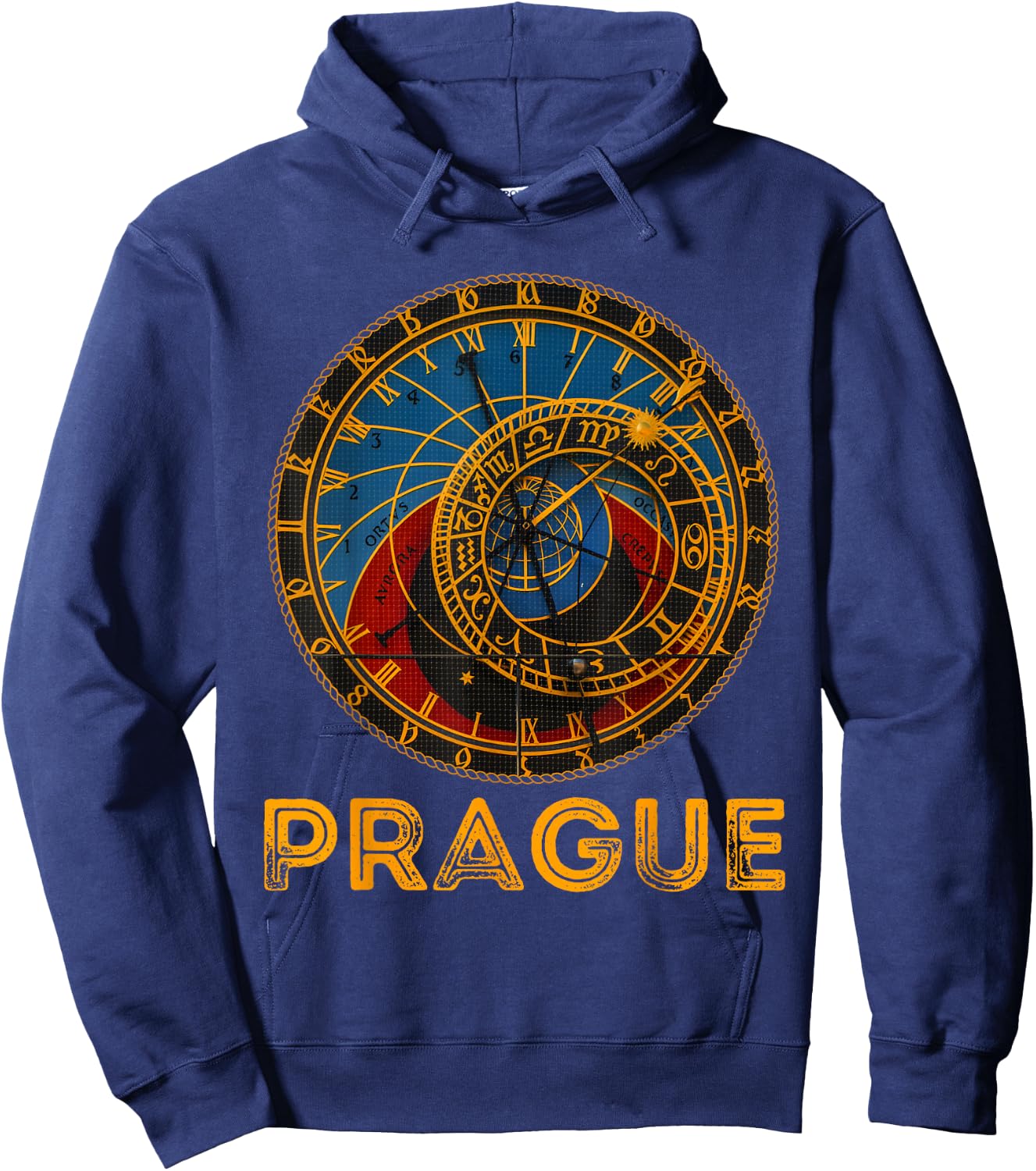 Prague Czech Republic Souvenir Astronomical Clock Prague Hoodie - Hoodie | Navy