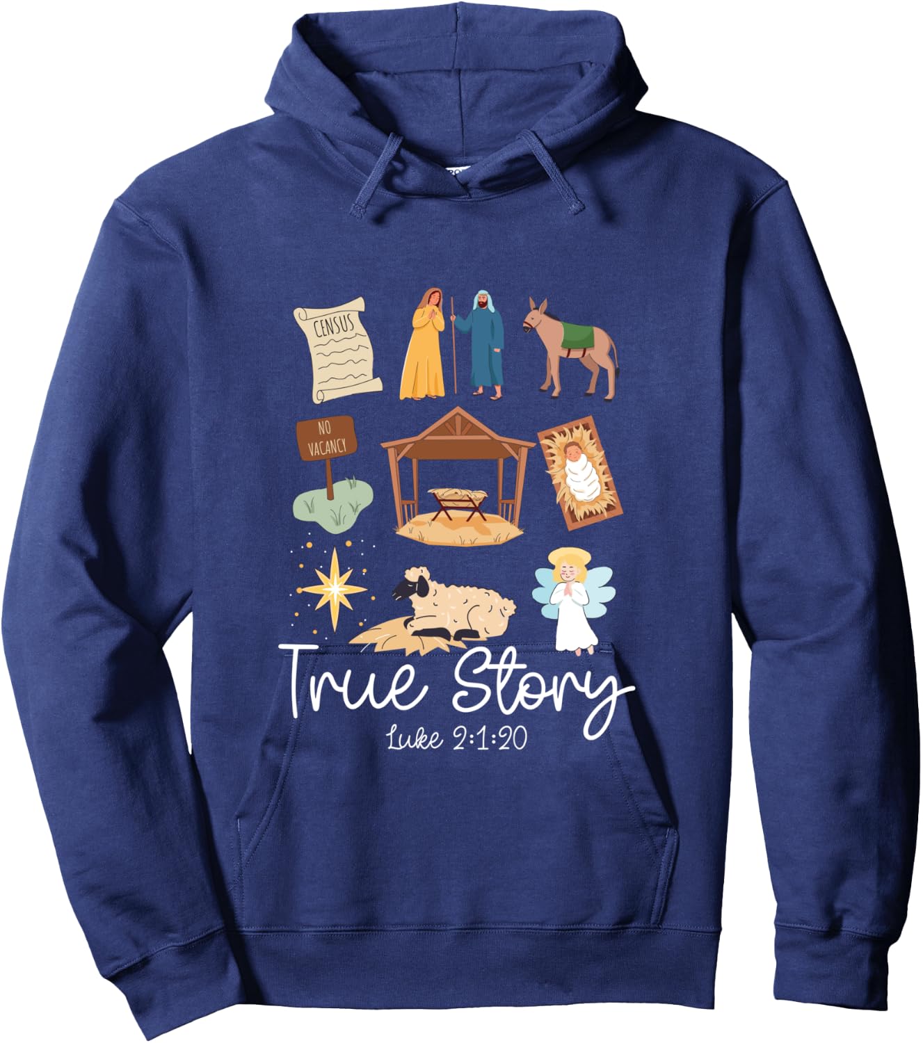 True Story Faith Based Christmas Holly Night Nativity Story Hoodie - Hoodie | Navy