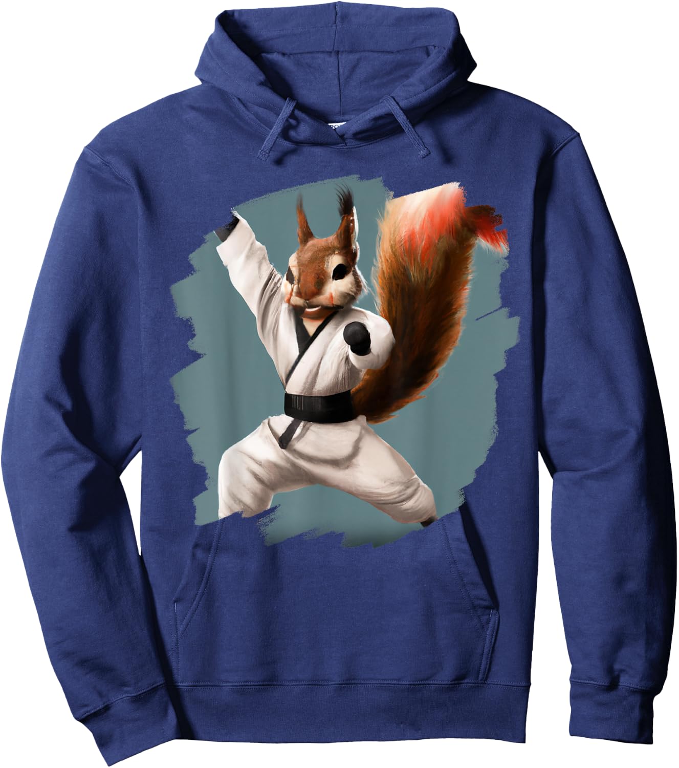 Squirrel Doing Karate Kick Black Belt Martial Arts Squirrel Hoodie - Hoodie | Navy