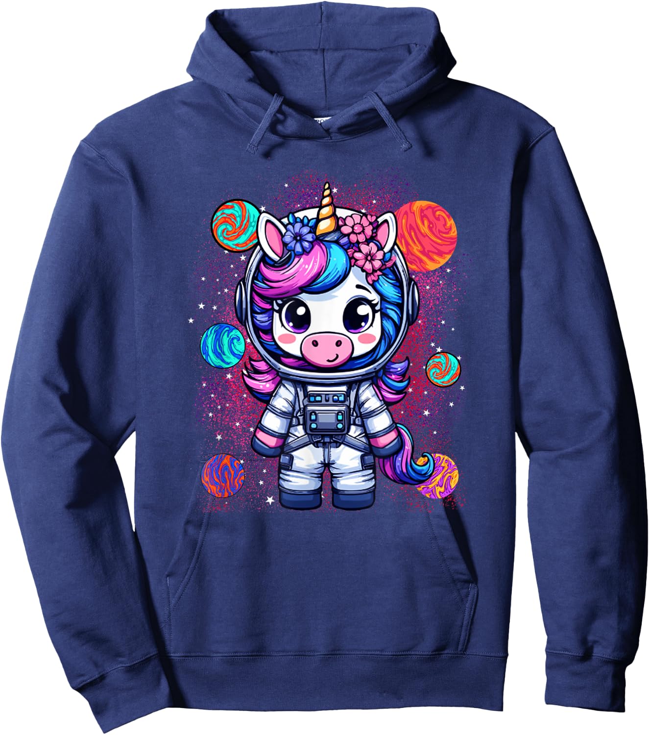 Unicorn Astronaut Cute Space Suit Galaxy Planet Girls Hoodie - Hoodie | Navy