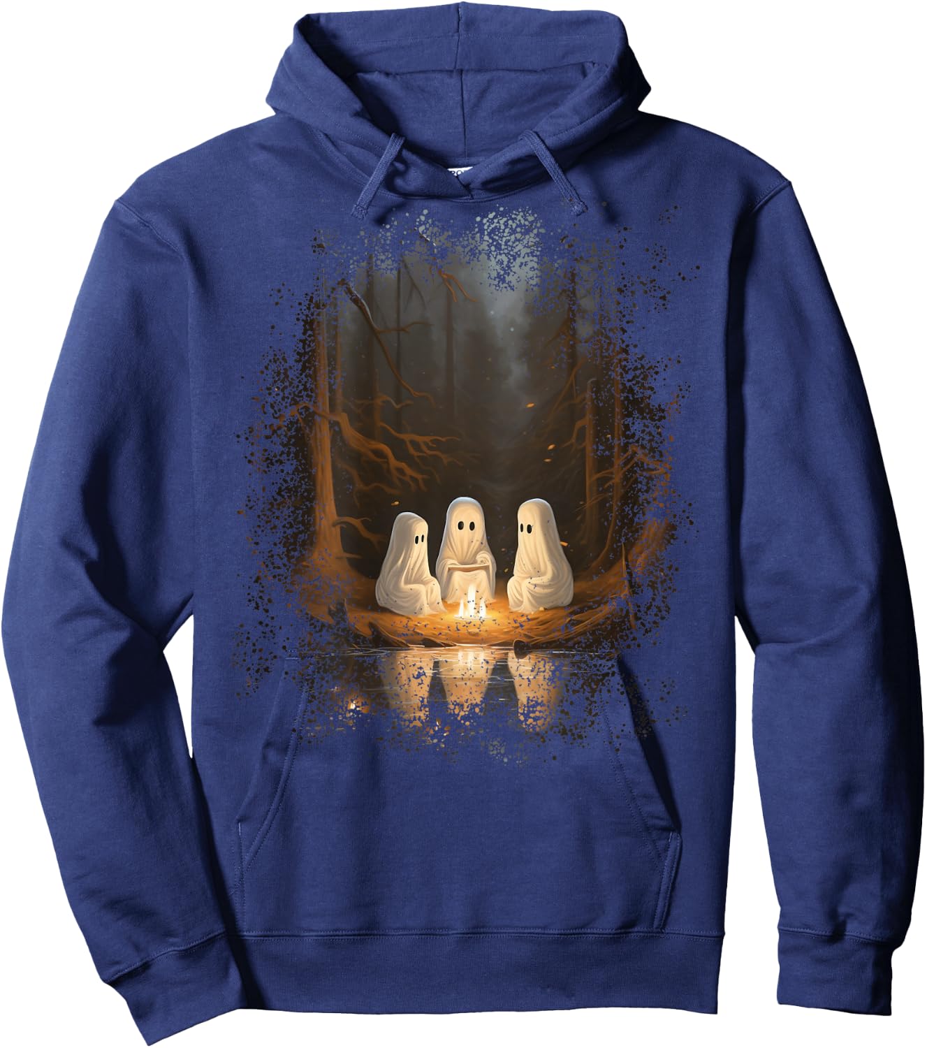 Vintage Ghost Campfire Camping Gothic Halloween Hoodie - Hoodie | Navy