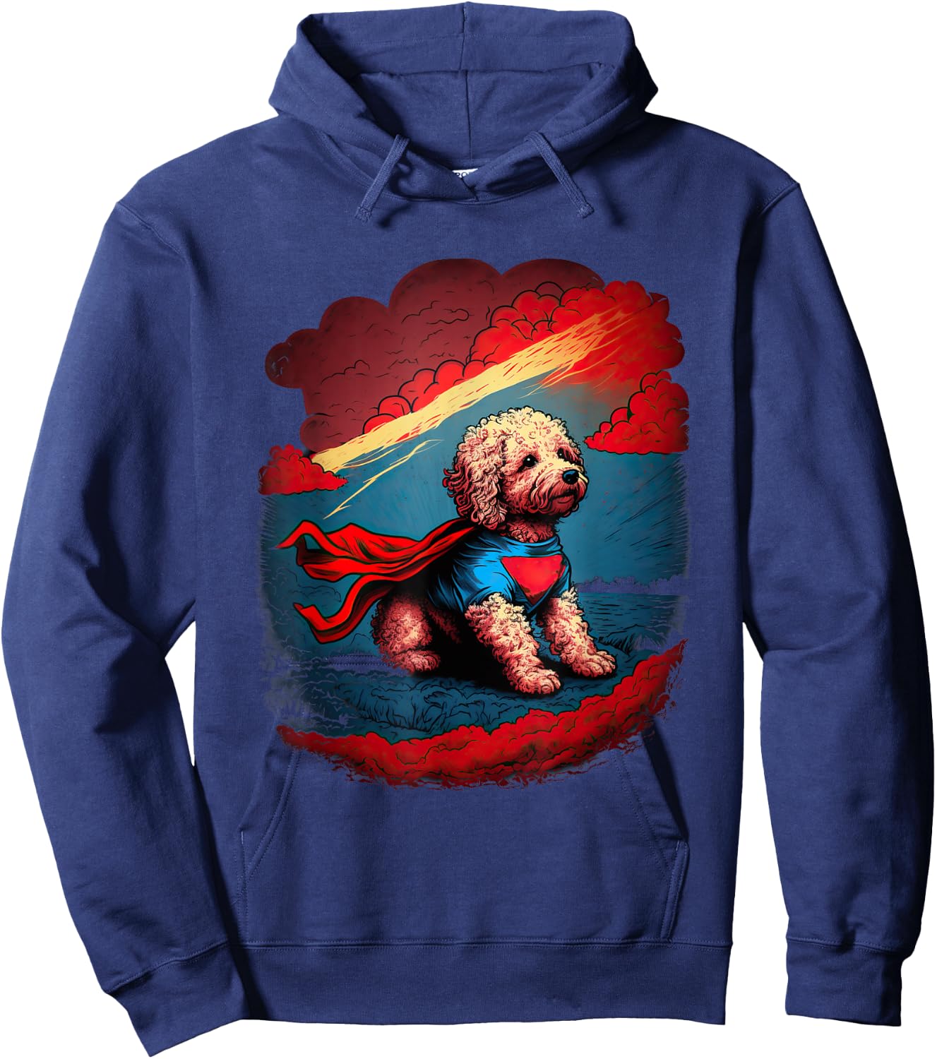 Super Power Superhero Poochon Dog Hoodie - Hoodie | Navy