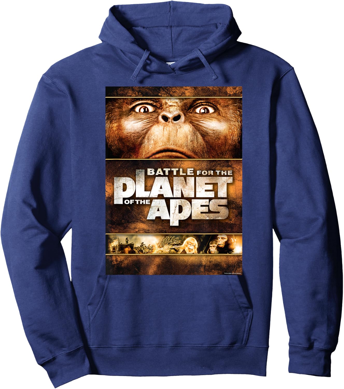 Battle for the Planet of the Apes 1973 Caesar Movie Poster Hoodie - Hoodie | Navy