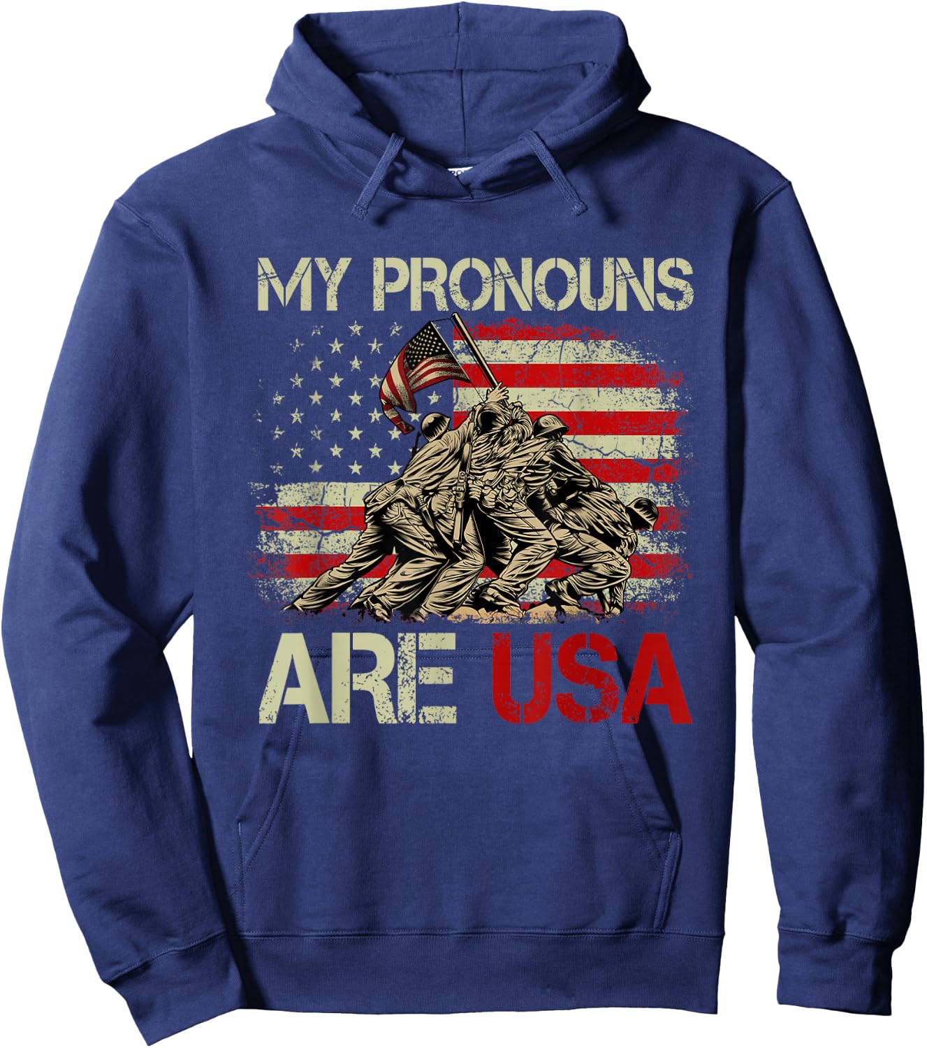 My Pronouns Are Usa 4th Of July American Flag Tie Dye Men Hoodie - Hoodie | Navy