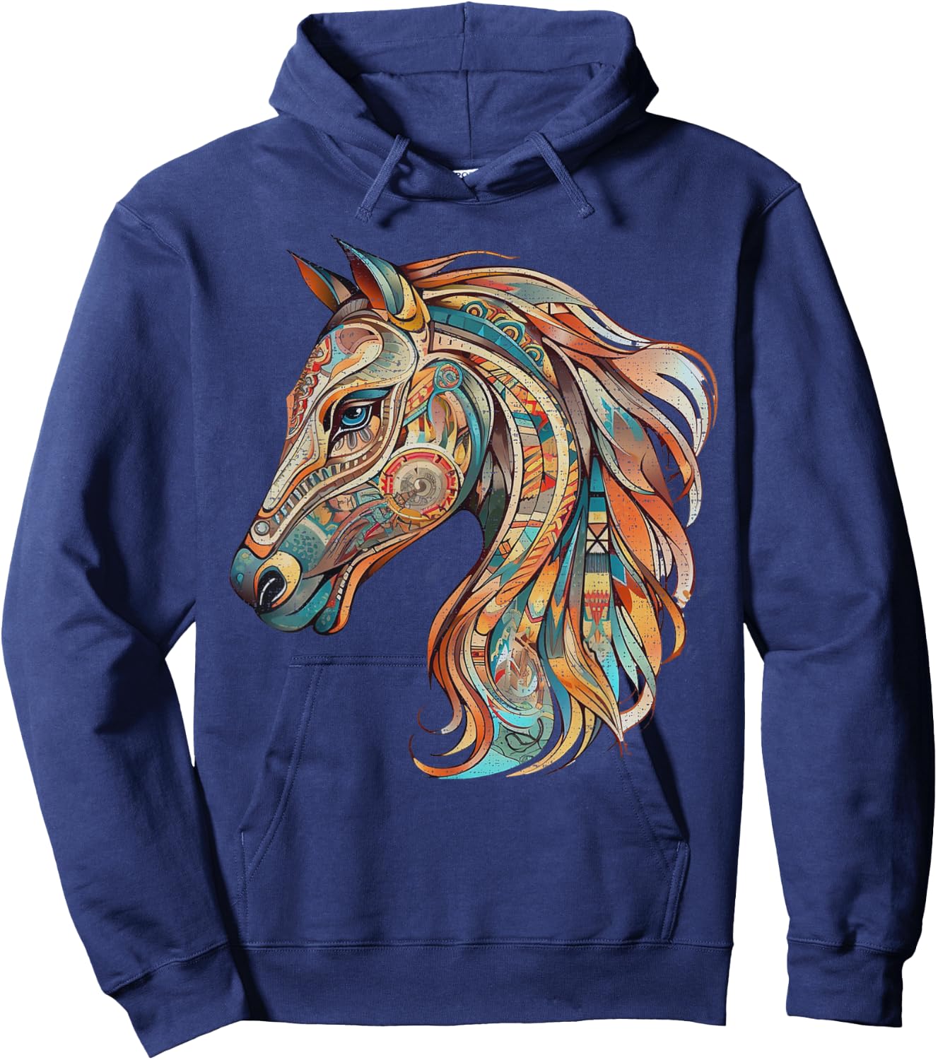 Horse Tribal Abstract Art Native American Geometric Horses Hoodie - Hoodie | Navy