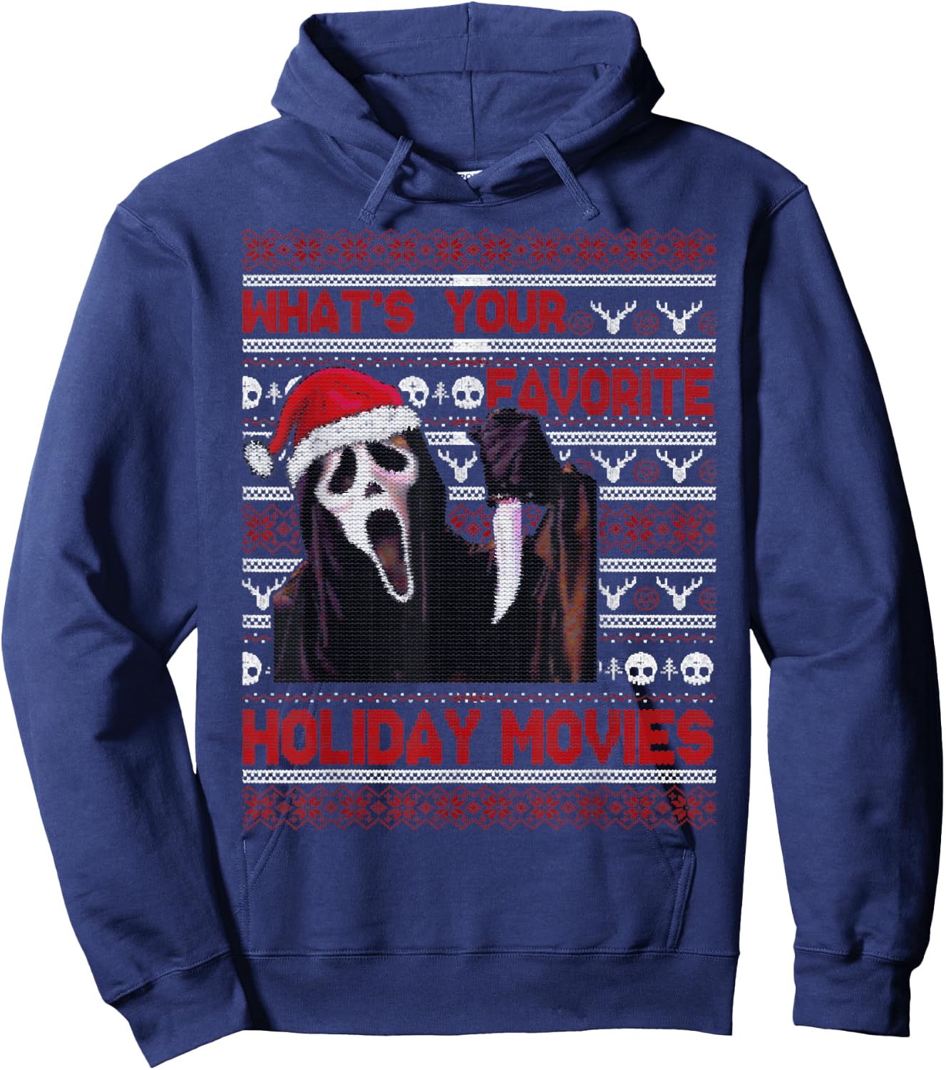 What's Your Favorite Holiday Movies, Grim Reaper Christmas Hoodie - Hoodie | Navy