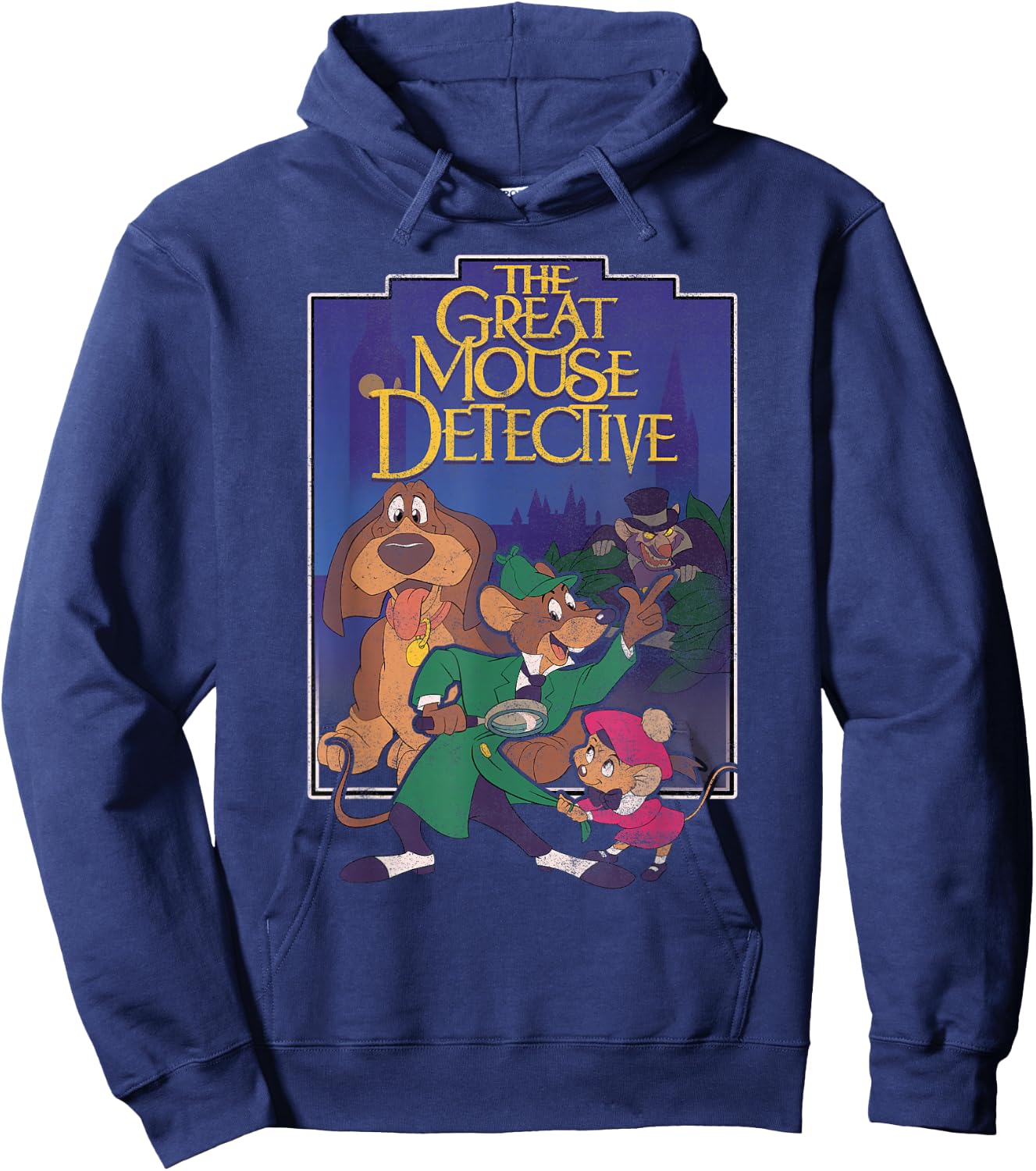 Disney The Great Mouse Detective Group Shot Classic Portrait Hoodie - Hoodie | Navy