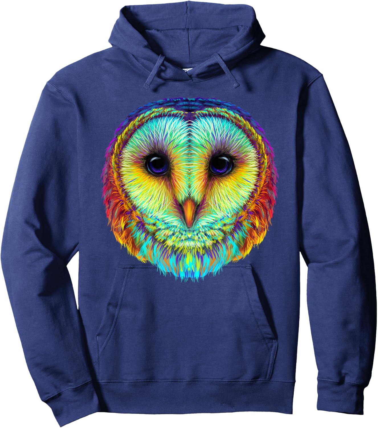 colorful cute Barn owl head art face for lovers birds animal Hoodie - Hoodie | Navy