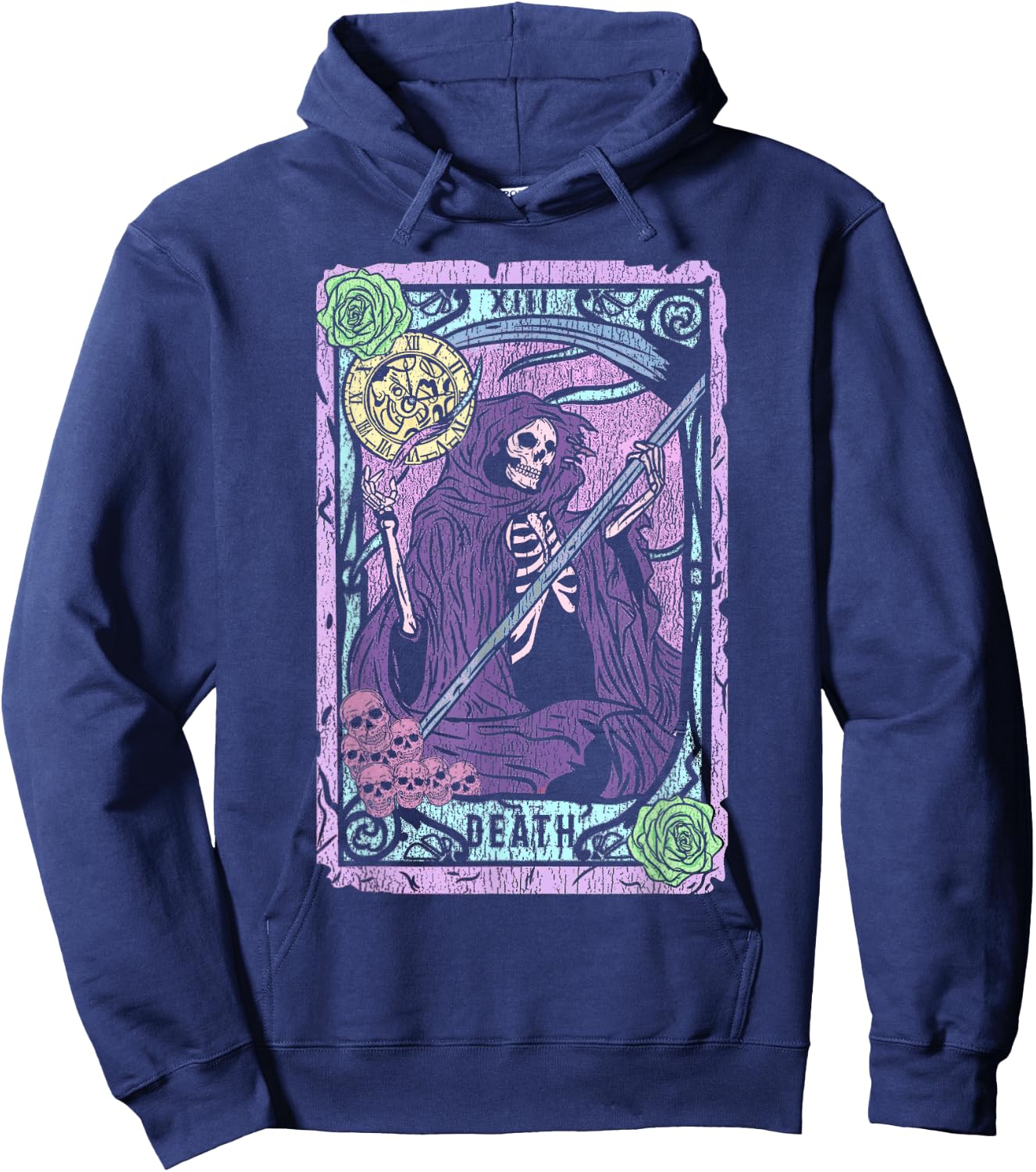 Death Tarot Card Witchcraft Occult Pastel Goth Reaper Small Hoodie - Hoodie | Navy