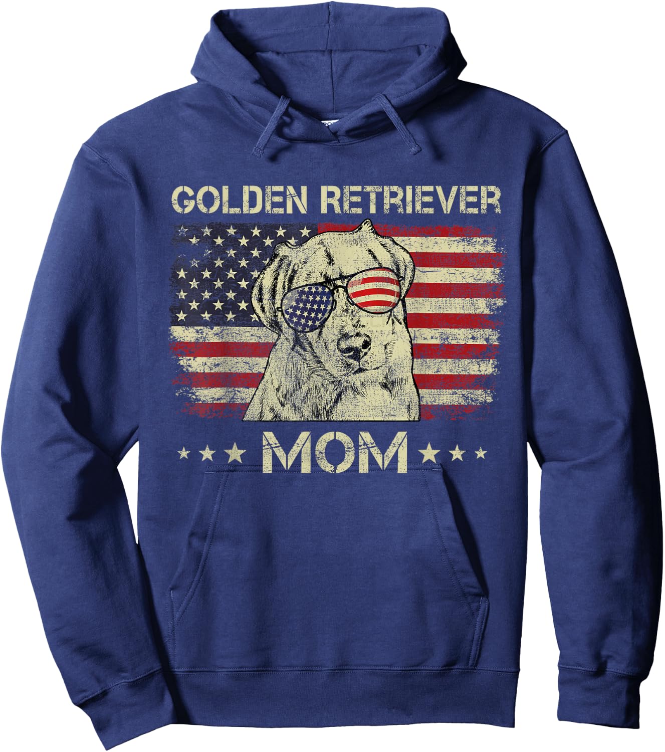 Golden Retriever Mom Dog Lovers American Flag 4th Of July Men Hoodie - Hoodie | Navy