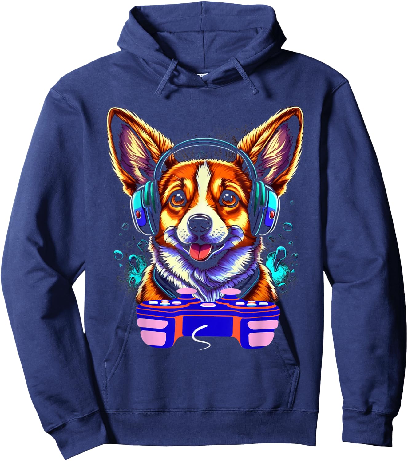 Gaming Corgi Pembroke Dog Player Video Gamer Lover Men Kids Hoodie - Hoodie | Navy