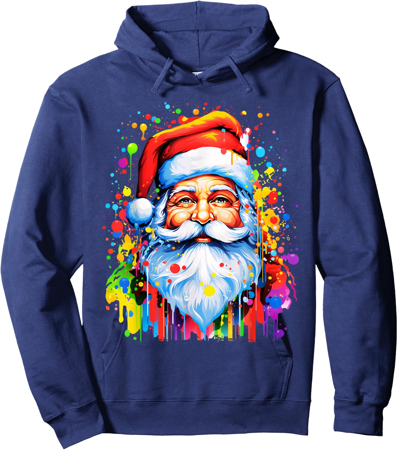 Fun Funny Funky Santa Claus Tie Dye Colorful Christmas Art Hoodie - Hoodie | Navy