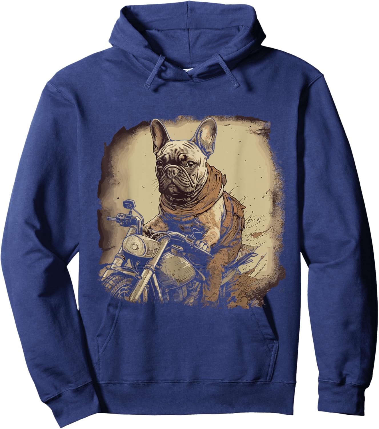 Funny Vintage French Bulldog Biker French Bulldog Motorcycle Women Hoodie - Hoodie | Navy