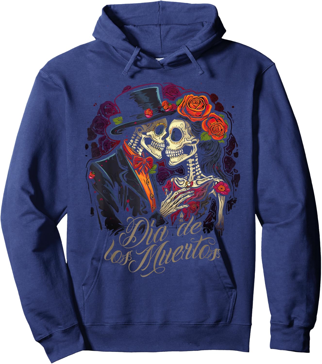 Dia De Los Muertos Day of the dead Dancing Skeleton Couple Hoodie - Hoodie | Navy