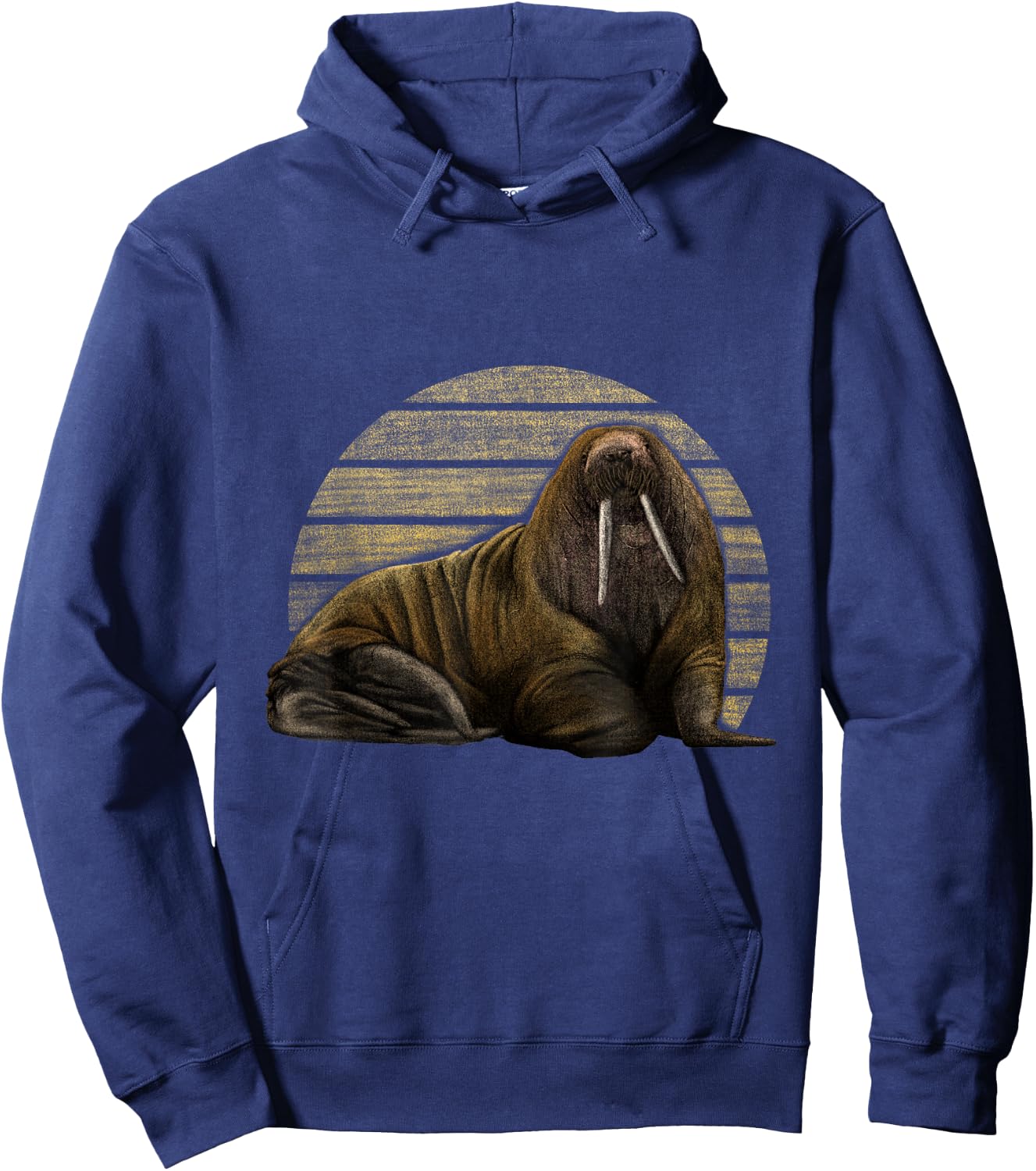 Walrus Drawing - Realistic Sea Lion Seals, Walrus Hoodie - Hoodie | Navy