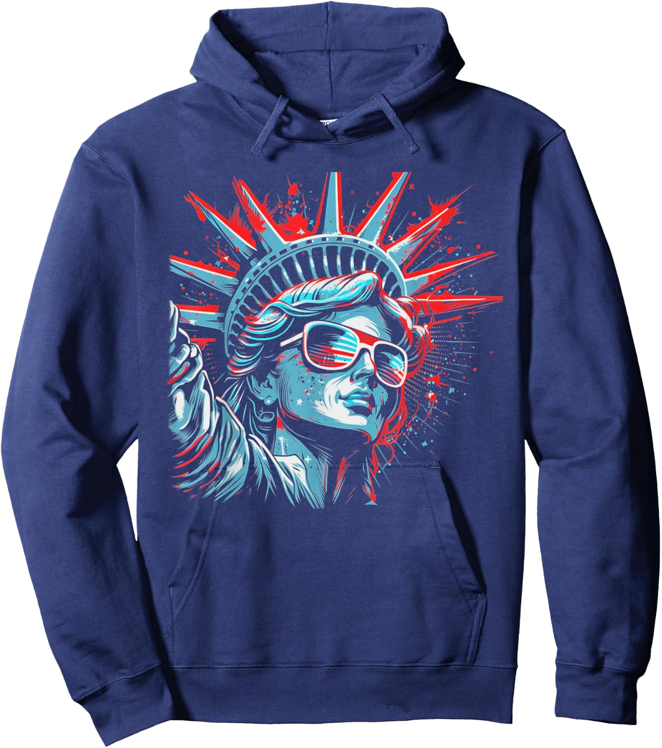 Statue Of Liberty 4th of July American Flag USA Funny Hoodie - Hoodie | Navy