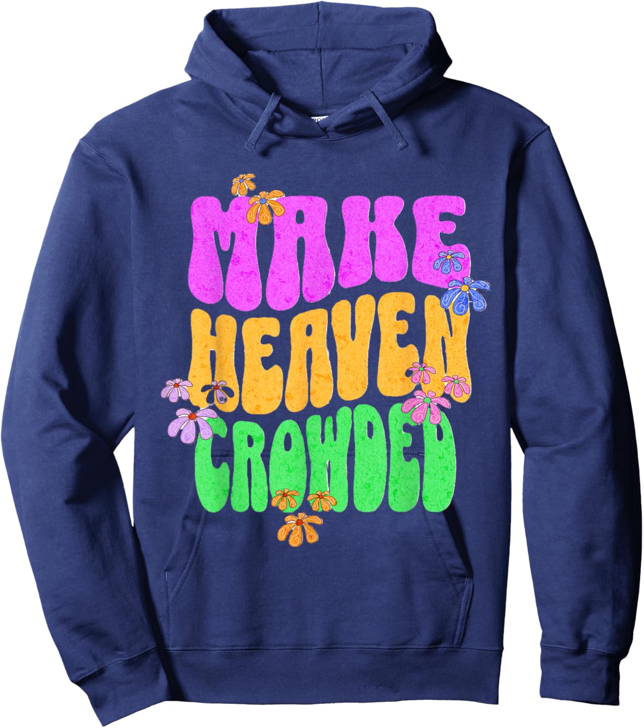 Retro Make Heaven Crowded Jesus Revolution Christian Faith Hoodie - Hoodie | Navy